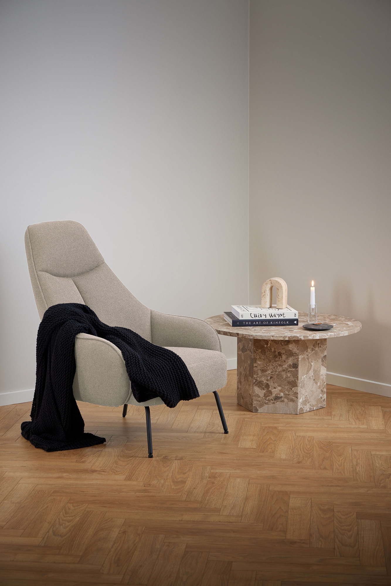 ACTONA GROUP Loungesessel »Texas«, Lehnstuhl, Boucle beige, Gestell matt schwarz rau Stahl, 73x92x98cm