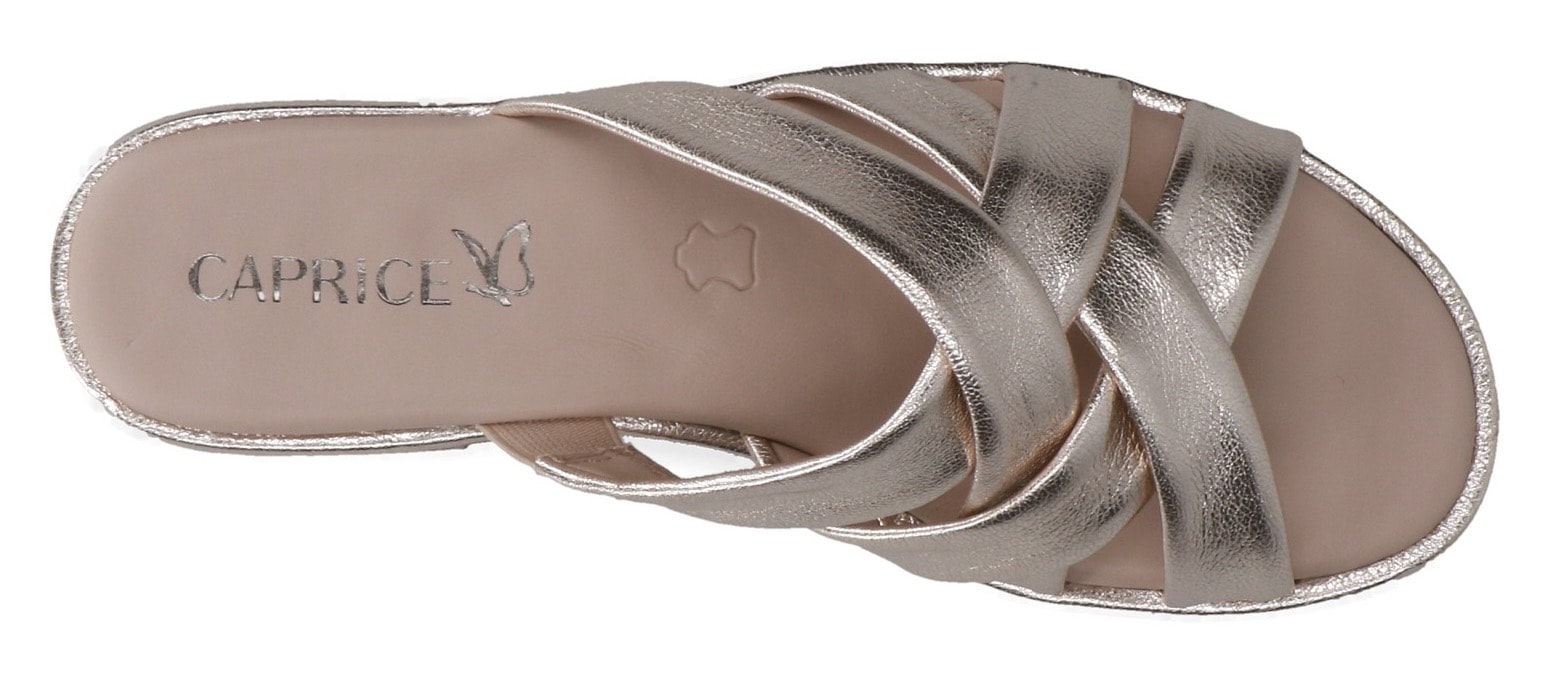 Caprice Pantolette, Blockabsatz, Sommerschuh, Schlupfschuh mit Kreuzbandage