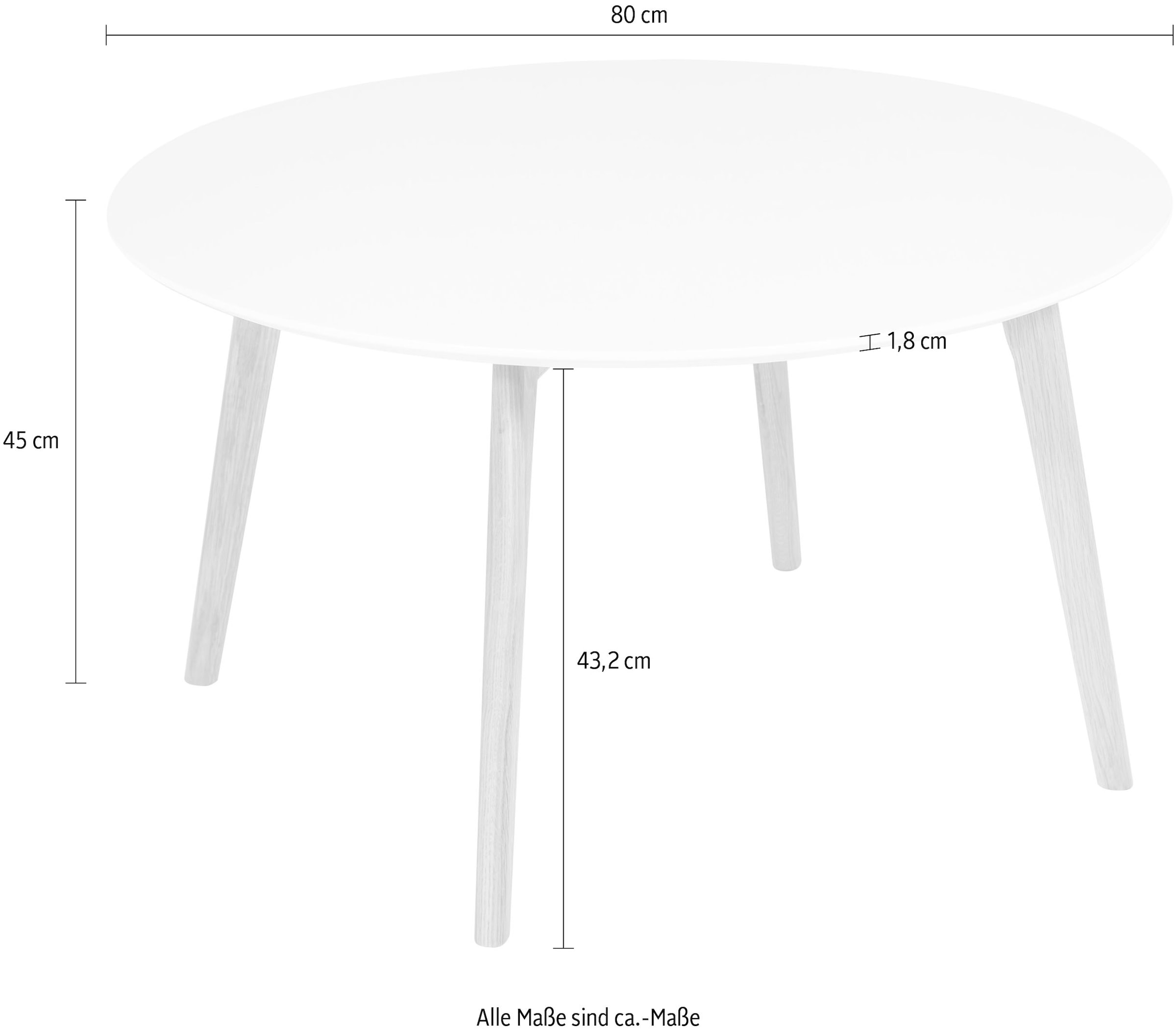 Homexperts Couchtisch »Madlina«, runde cm auf kaufen weiß-matt, 80/80/45 Tischplatte ca. (B/T/H) Rechnung in Maße