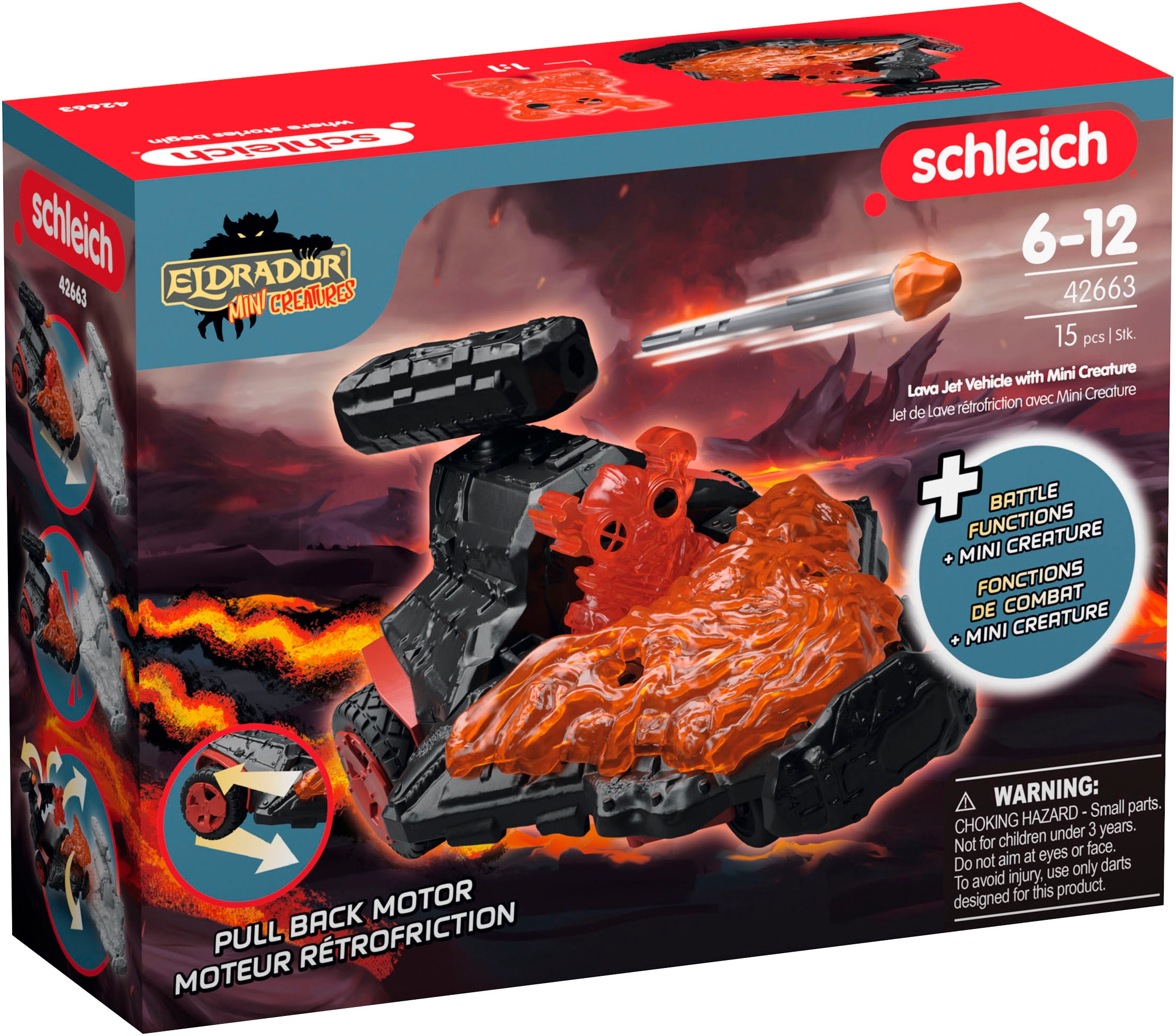 Schleich® Spielzeug-Auto »ELDRADOR® CREATURES, Lava Düsenjet Fahrzeug mit Mini Cretaure (42663)«, Made in Europe