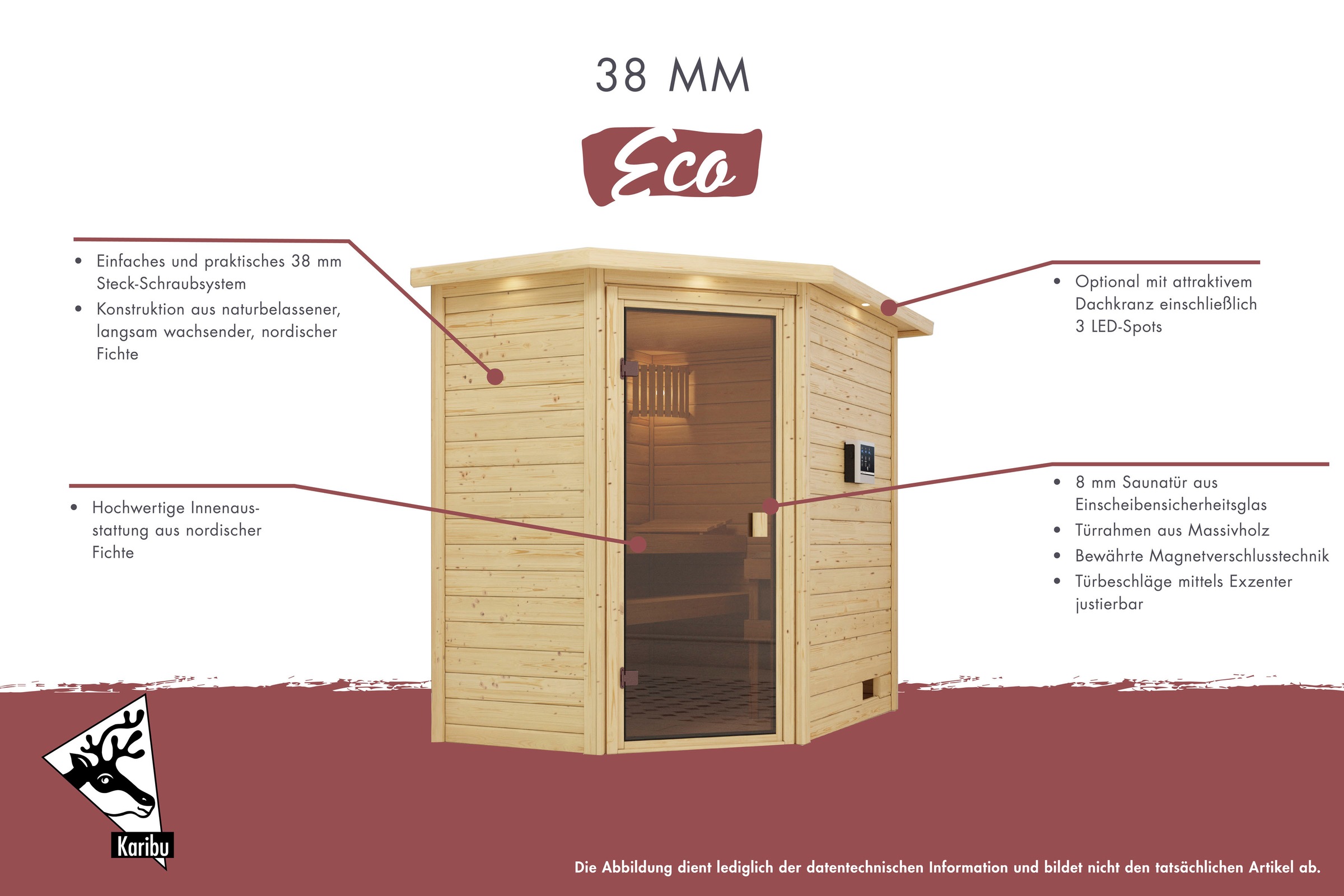 Karibu Sauna »Mia (Fronteinstieg)« Ofen 9 KW externe Strg easy