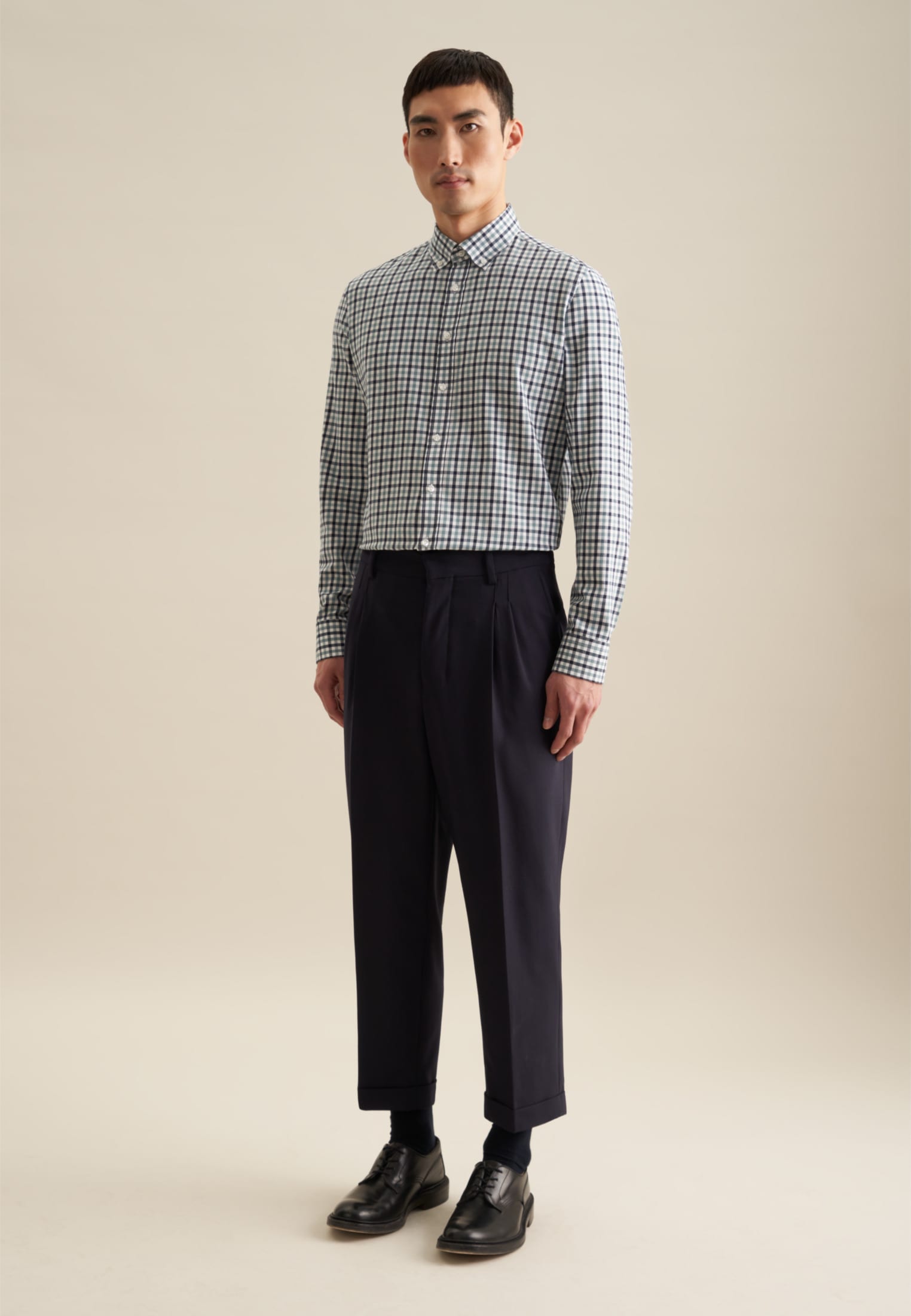 seidensticker Flanellhemd »Slim«, Slim Langarm Button-Down-Kragen Karo