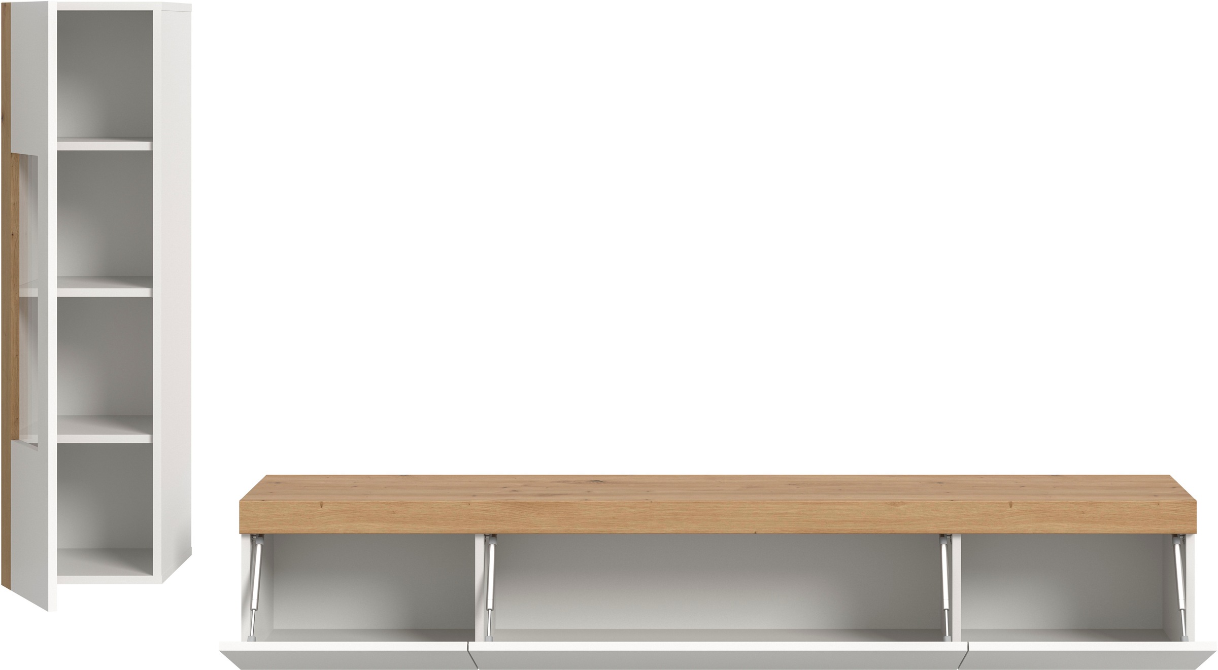 INOSIGN Wohnwand »Svala, Breite 180 cm, Wohnkombination«, (Set, 2 St.), stehend u. hängend montierbar,Vitrinenschrank, Lowboard