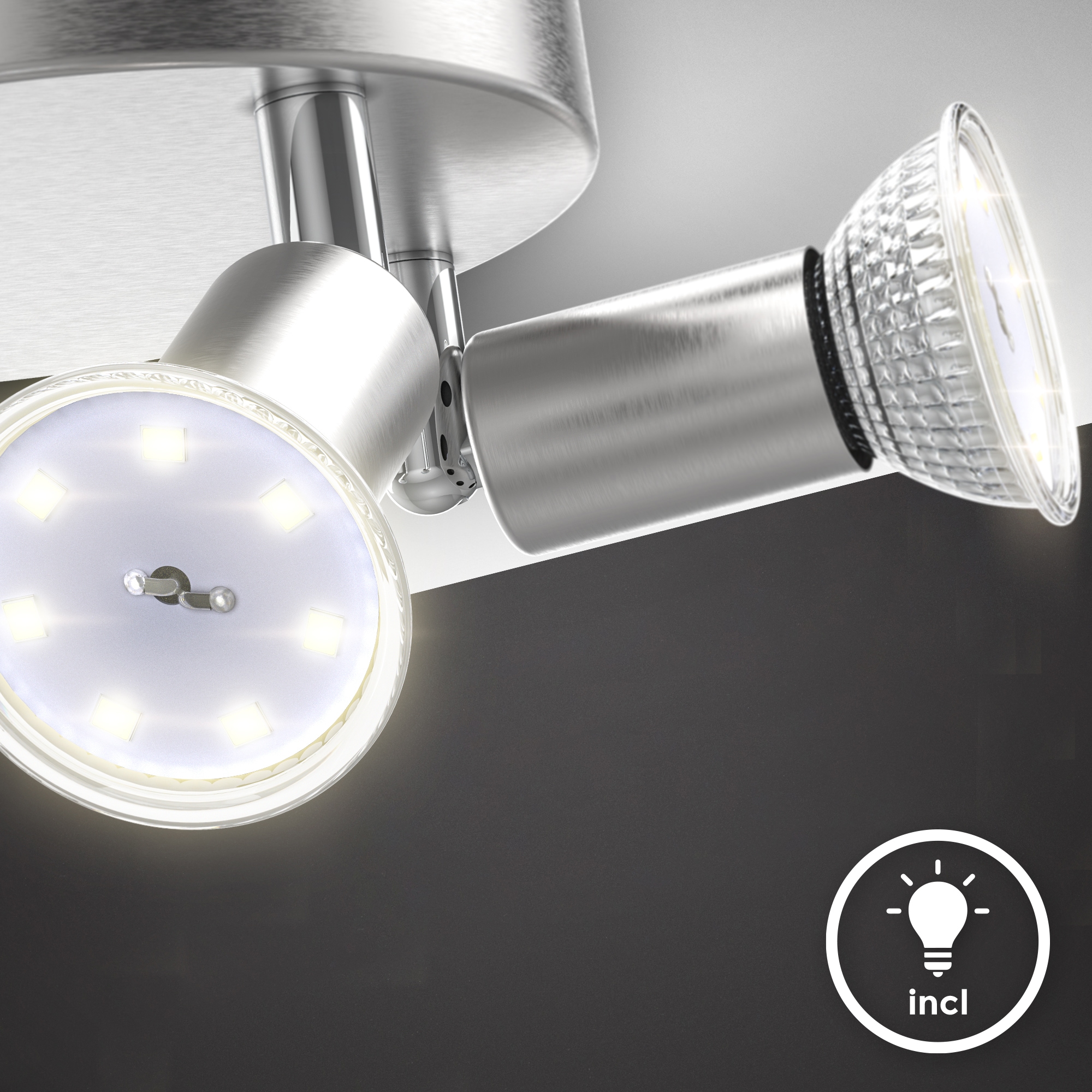 B.K.Licht Deckenspots, 4 flammig, Leuchtmittel GU10 | LED wechselbar, schwenkbare LED Deckenleuchte, inkl. Leuchtmittel, warmweiß, rund