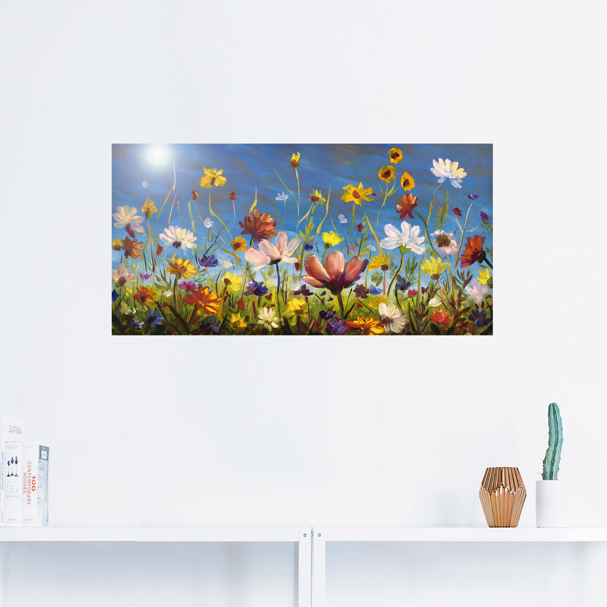Artland Wandbild »Wildblumenwiese blauer Himmel«, Blumenwiese, (1 St.), als Alubild, Outdoorbild, Leinwandbild, Poster, Wandaufkleber
