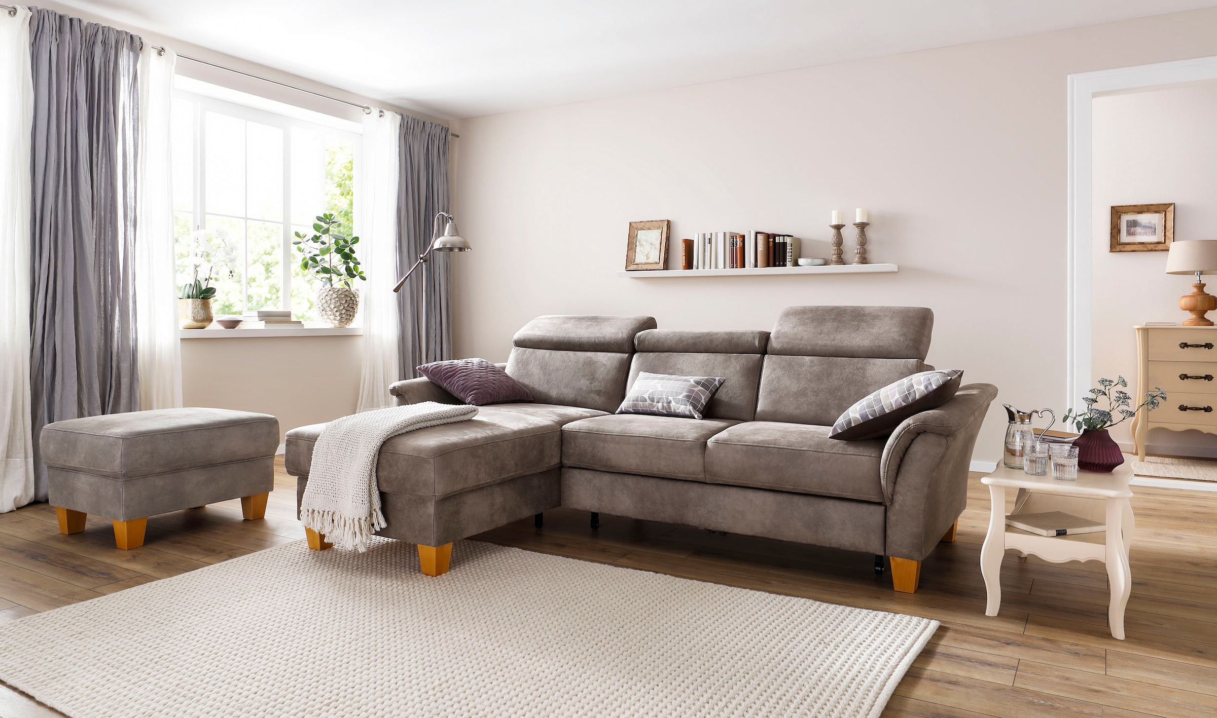 Home affaire Ecksofa »Conville L-Form«, Federkern, wahlweise mit Bettfunktion und Bettkasten bzw. Stauraum