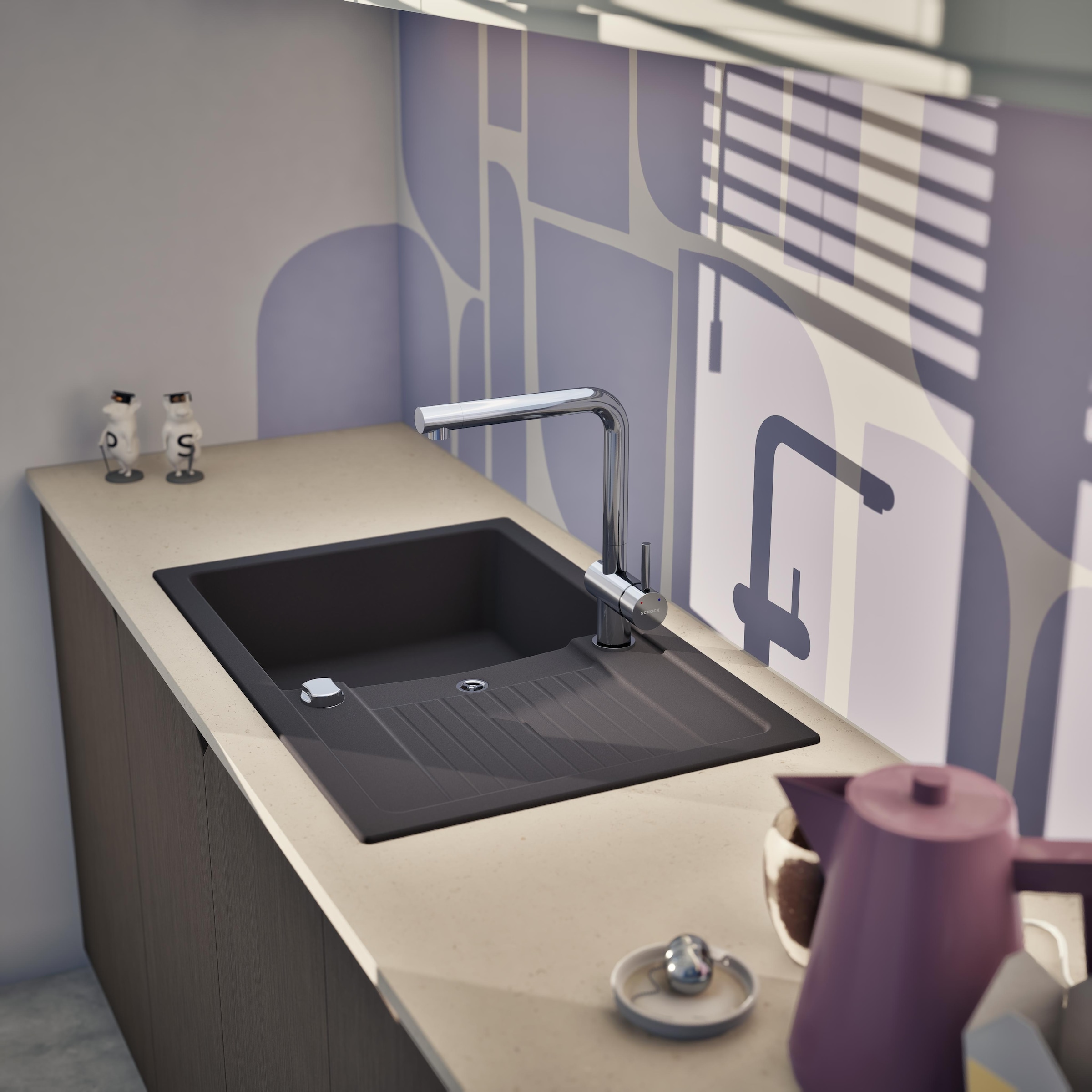 Schock Granitspüle »Lima D-100S und Armatur Epos« Set, 2 Stk. tlg. bestehend aus Spüle und Armatur