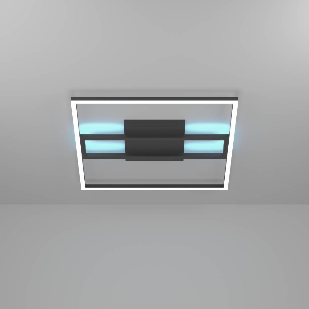 EGLO Deckenleuchte »CALAGRANO-Z Deckenlampe schwarz weiß, ZigBee 3.0, Backlight, Timer« LED-Modul 1 Stk. RGB | warmweiß - kaltweiß App / Sprachsteuerung Alexa, ‎‎45x45cm, exkl. Fernbedienung