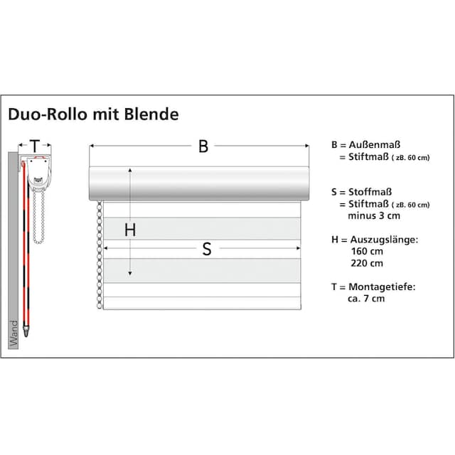 Liedeco Doppelrollo »DUO-Rollo mit 20 cm Streifen«, Lichtschutz, mit Bohren,  im Fixmaß online kaufen | mit 3 Jahren XXL Garantie