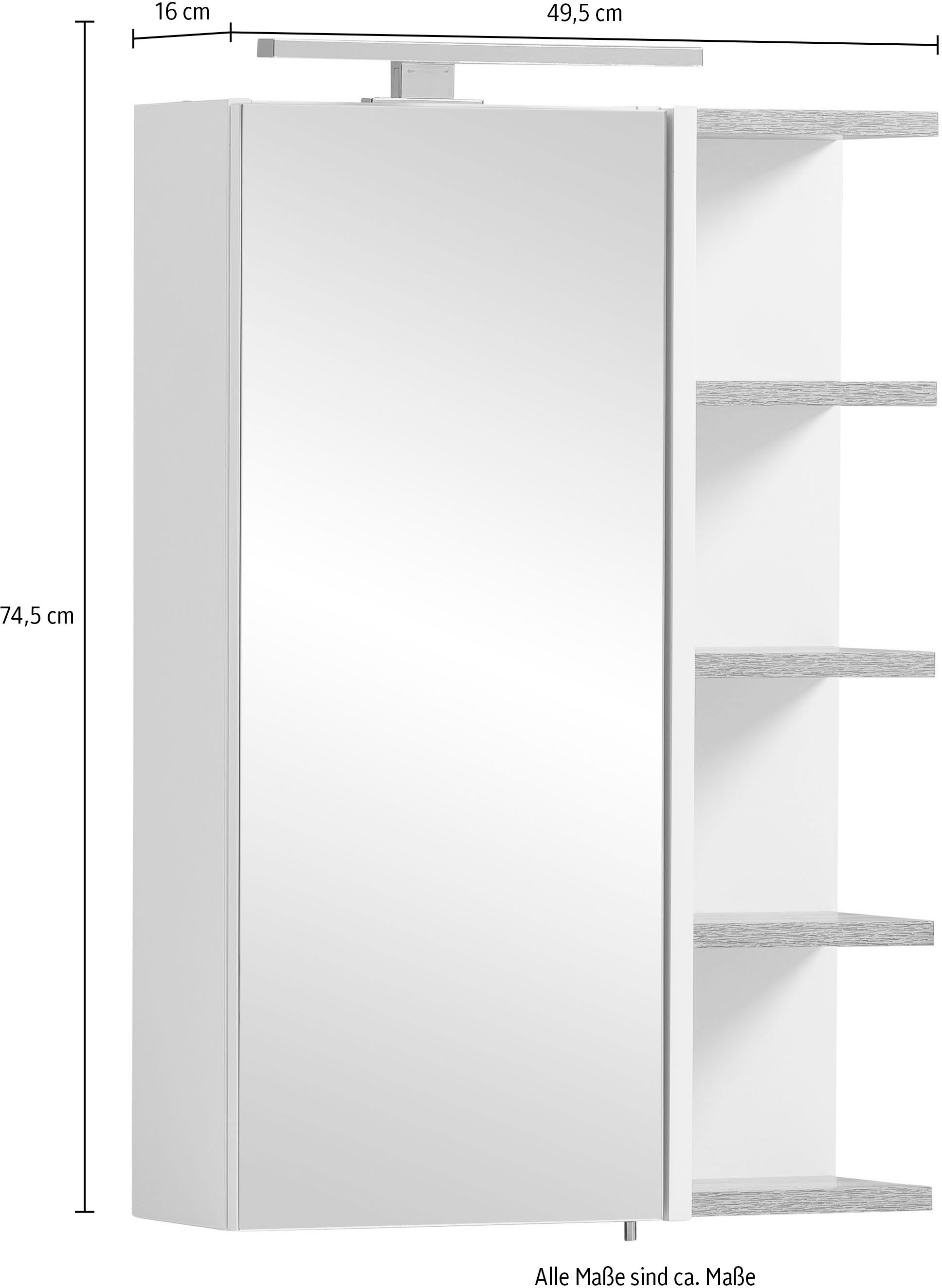 Schildmeyer Spiegelschrank »Balto«,  nit LED-Beleuchtung, Regal beidseitig montierbar
