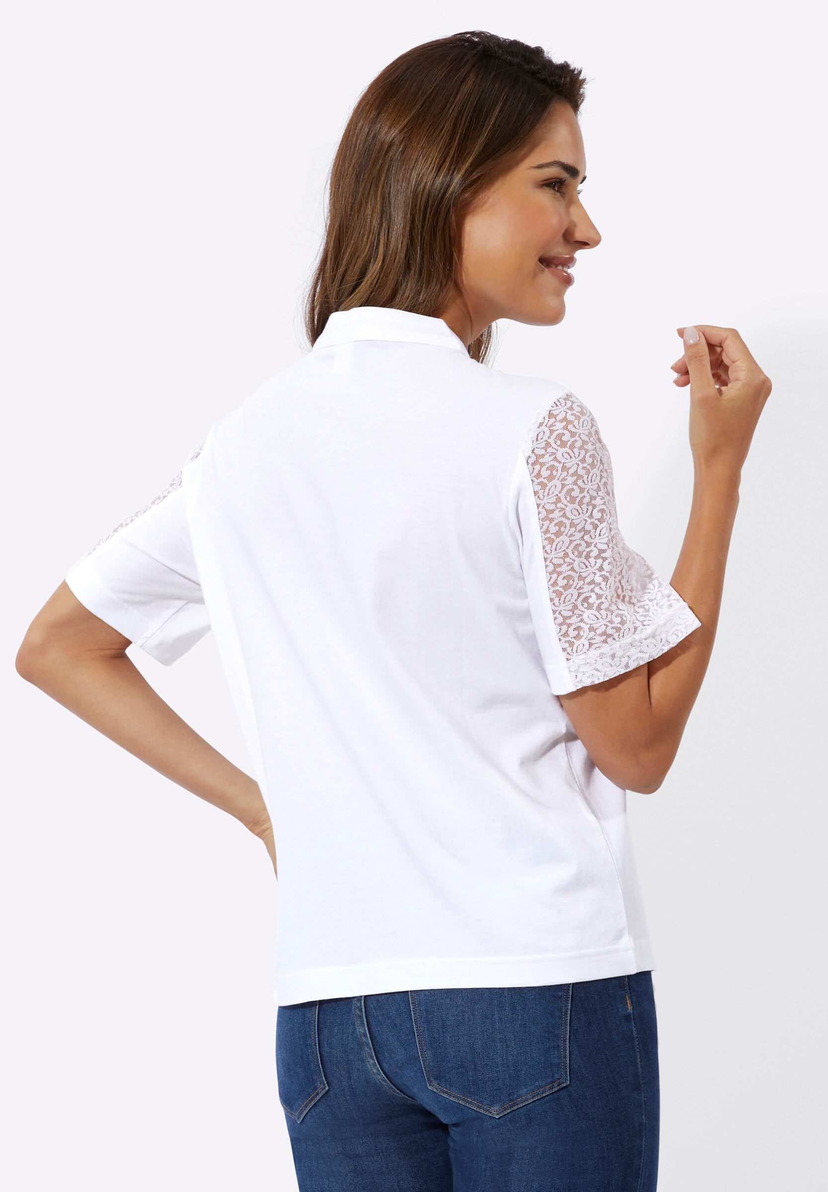 Sieh an! Trachtenshirt »Trachtenshirt Trachtenshirt mit Häkelspitze«