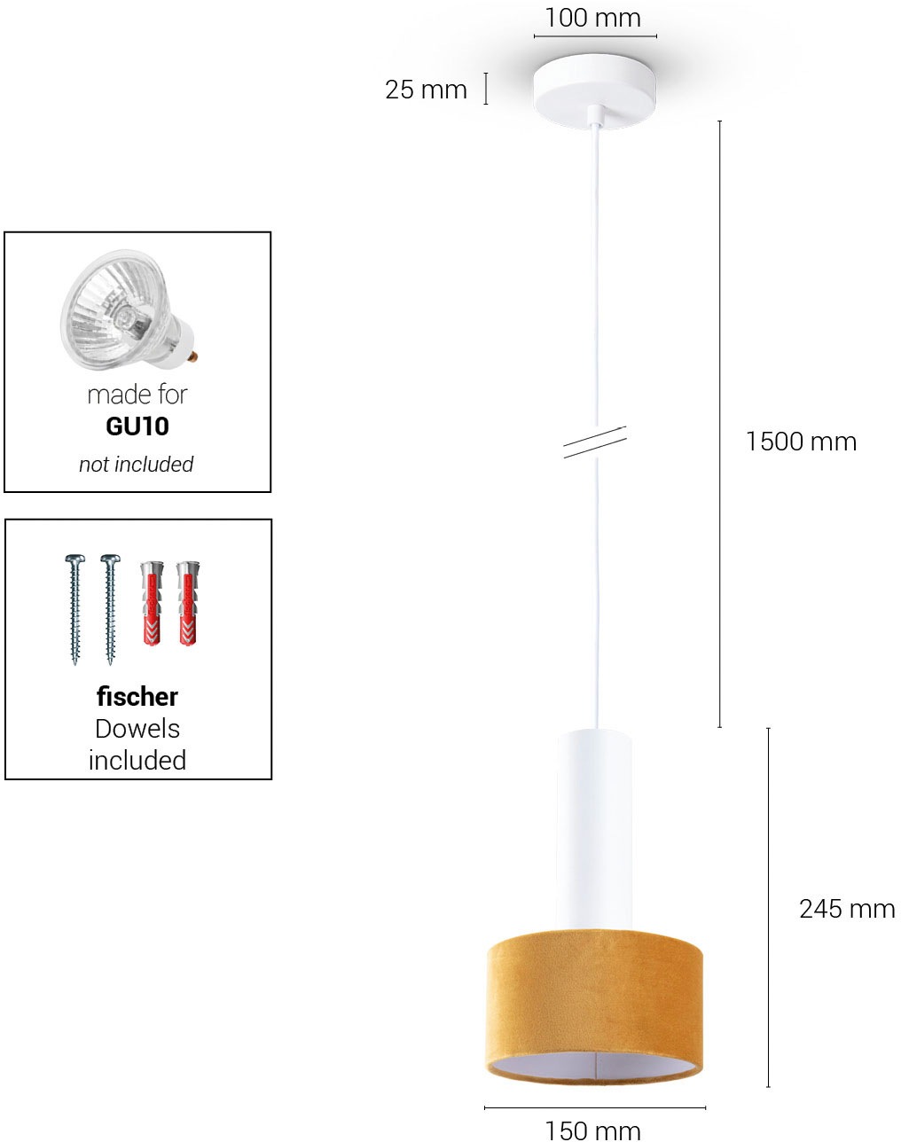 Paco Home Pendelleuchte »VELUTA« GU10 Wohnzimmer Hängeleuchte Stoffschirm Esszimmer Modern GU10