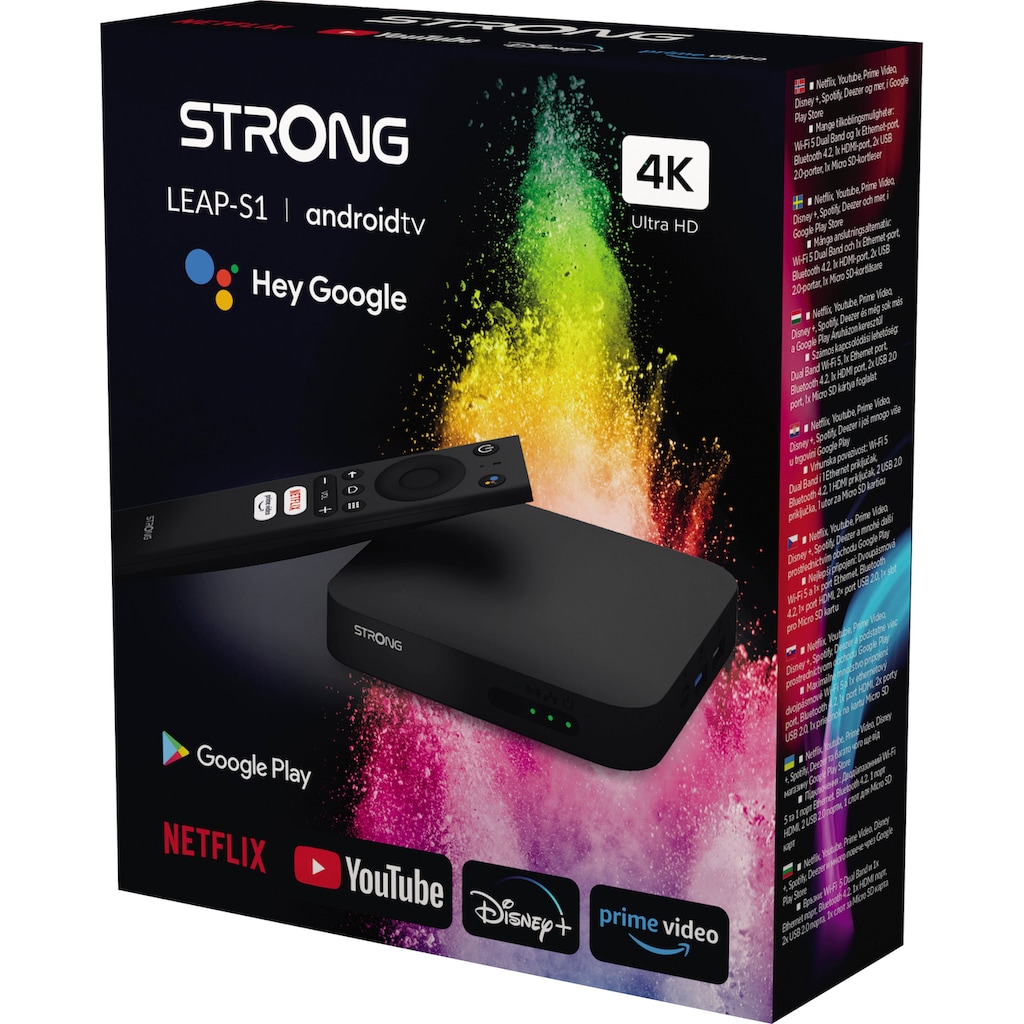 Strong Streaming-Box »LEAP-S1+«, 4K Android TV Box Netflix | Prime Video | Disney |Mit Zattoo Gutschein