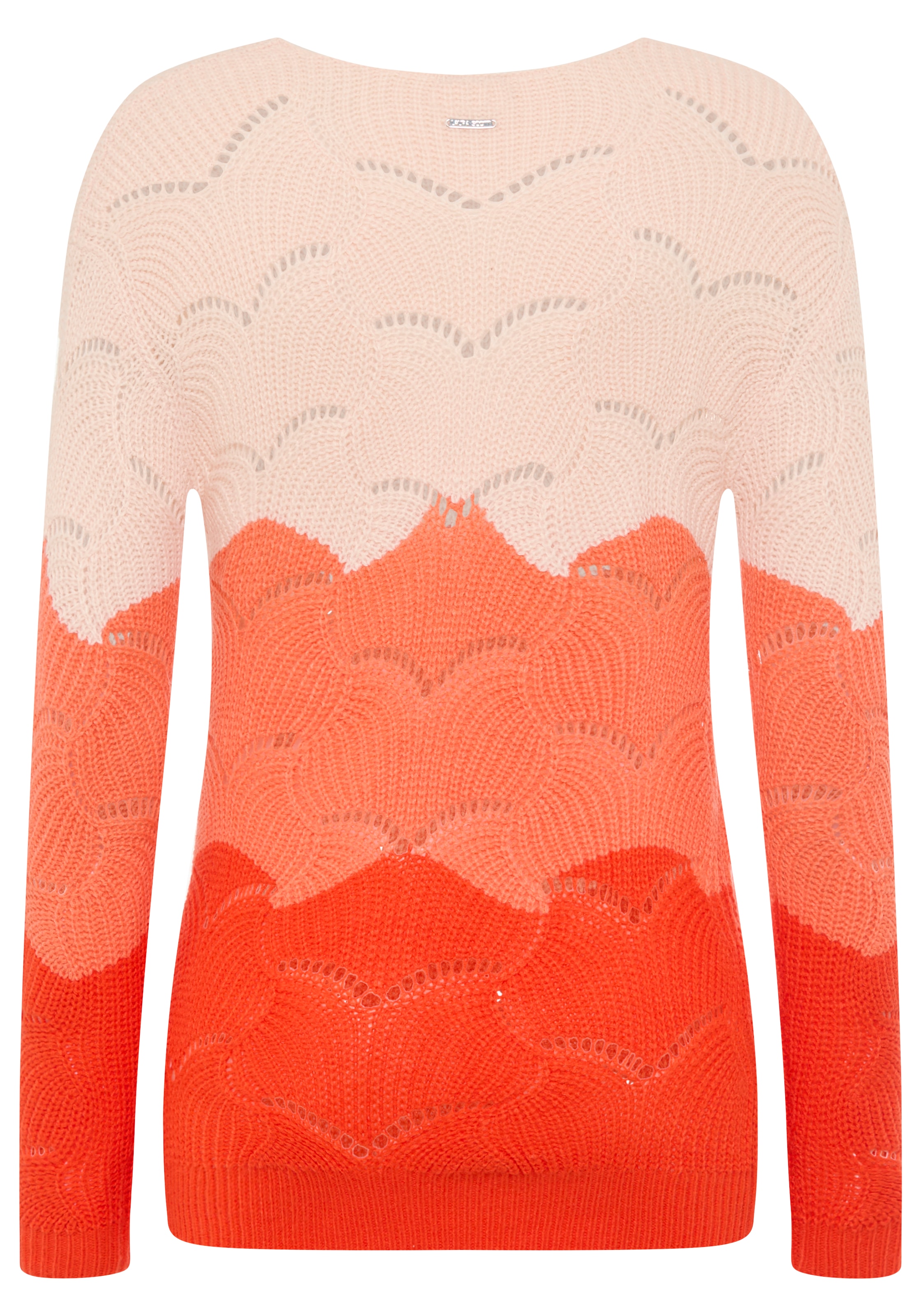 Laura Scott Ajourpullover leichter Sommerpullover mit Lochmuster und femininen V-Ausschnitt