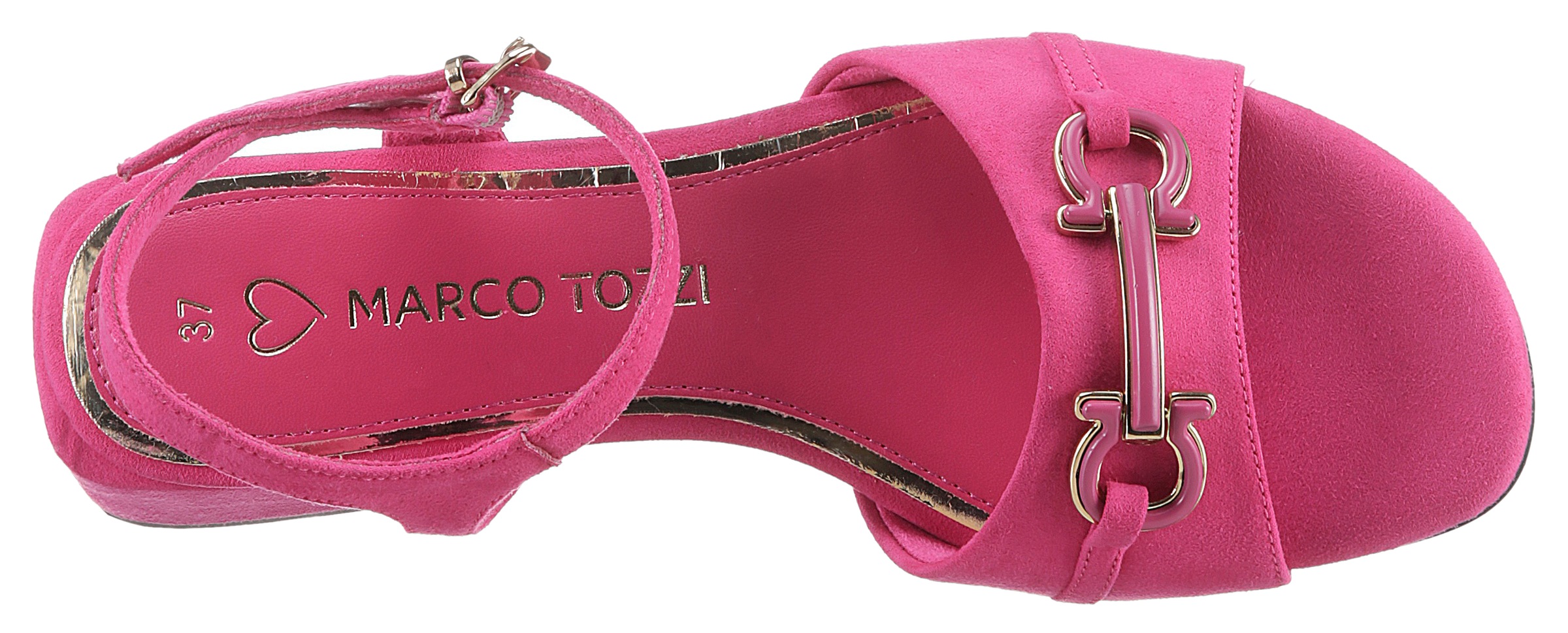 MARCO TOZZI Sandalette, Blockabsatz, Sommerschuh, Riemchensandale mit schönem Zierspange
