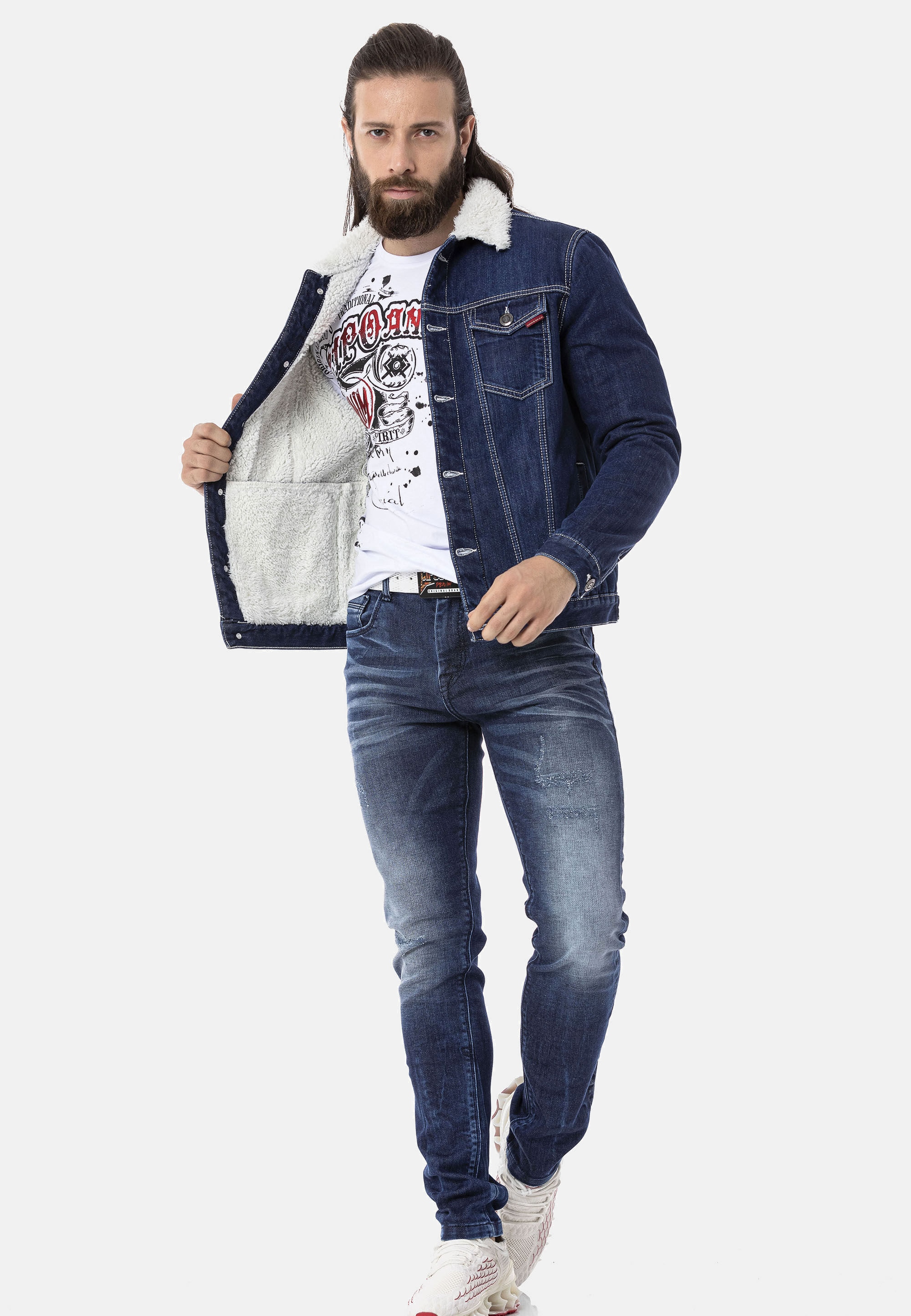 Cipo & Baxx Winterjacke »Cipo & Baxx Jacke« ohne Kapuze mit Kunstpelz-Kragen