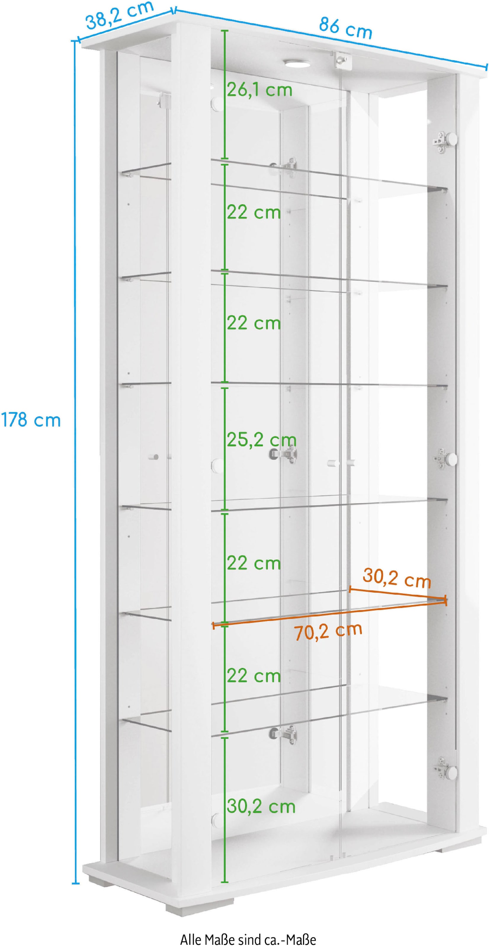 fif möbel Vitrine »STELLA« Standvitrine/Glasvitrine 2x Glastür,perfekt für Sammler,Sammlervitrine