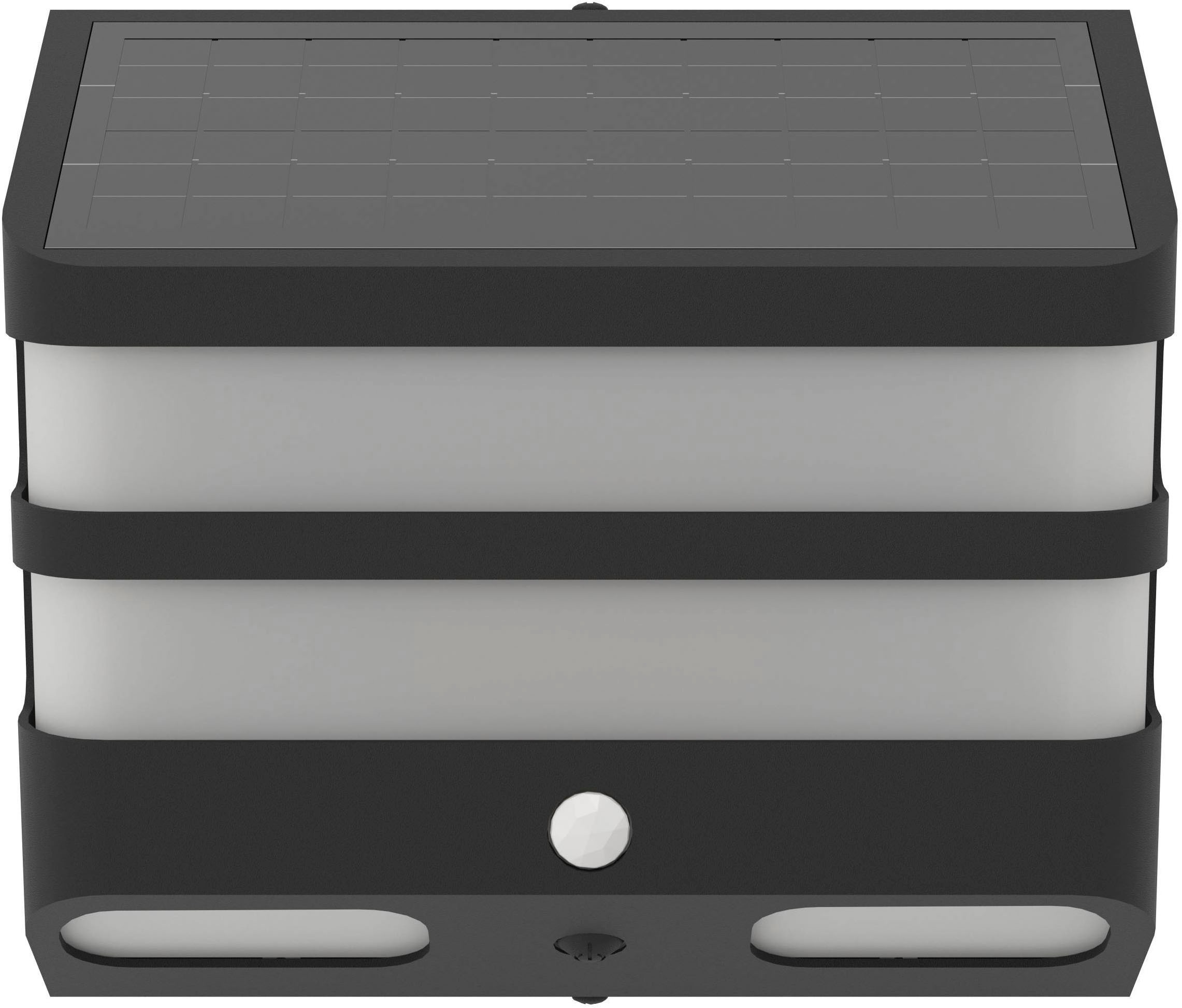 EGLO LED Solarleuchte »Stiappa Solarlampe, Wandlampe außen, Außenlampe aus Kunststoff, IP44« LED-Modul 1 Stk. Neutralweiß Solarleuchte - L12 x H20 x AL8 cm - schwarz - 6,5W inkl.