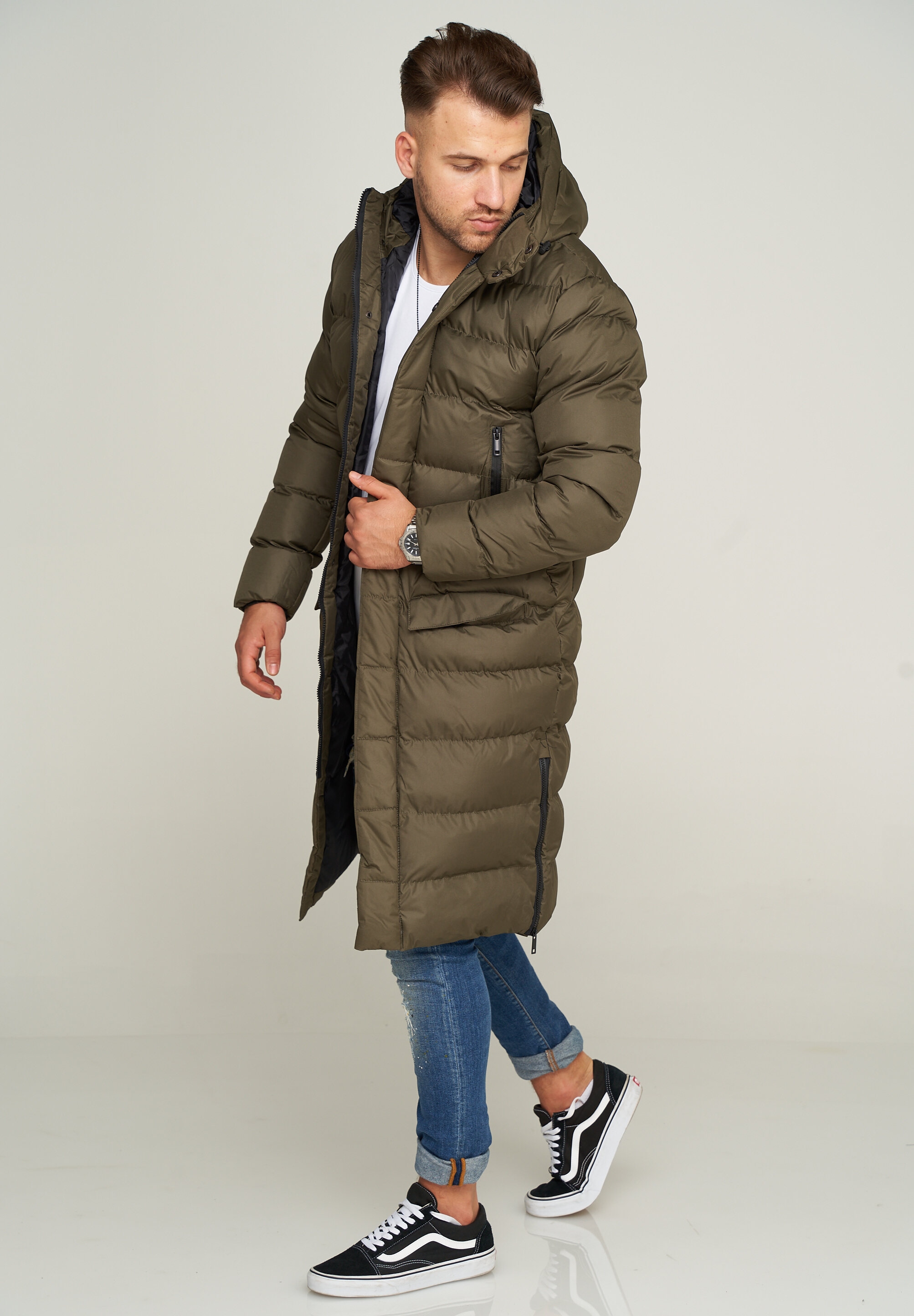 SOULSTAR Parka »Winterjacke als Langer Steppmantel - Winterparka« mit Kapuze Herren warmer Wintermantel Steppjacke Pufferjacke