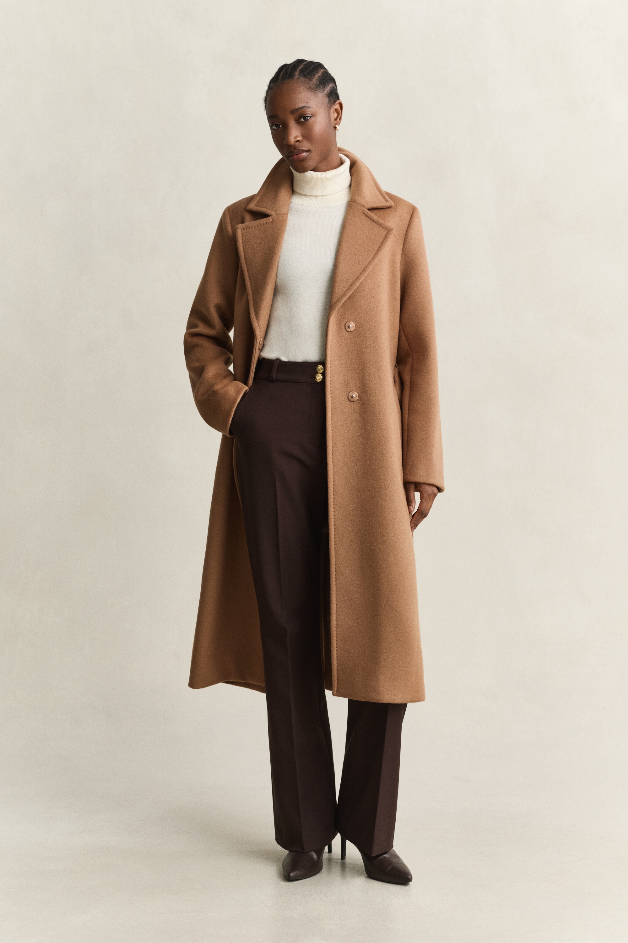 Gant Wollmantel »BELTED WOOL BLEND« Reverskragen, mit Bindegürtel
