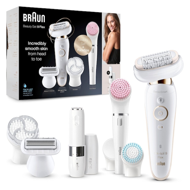 Braun Epilierer »Silk-épil 9 Flex 9-105«, kabellose Wet & Dry-Epilation,  breiter Kopf mit 40 Pinzetten mit 3 Jahren XXL Garantie