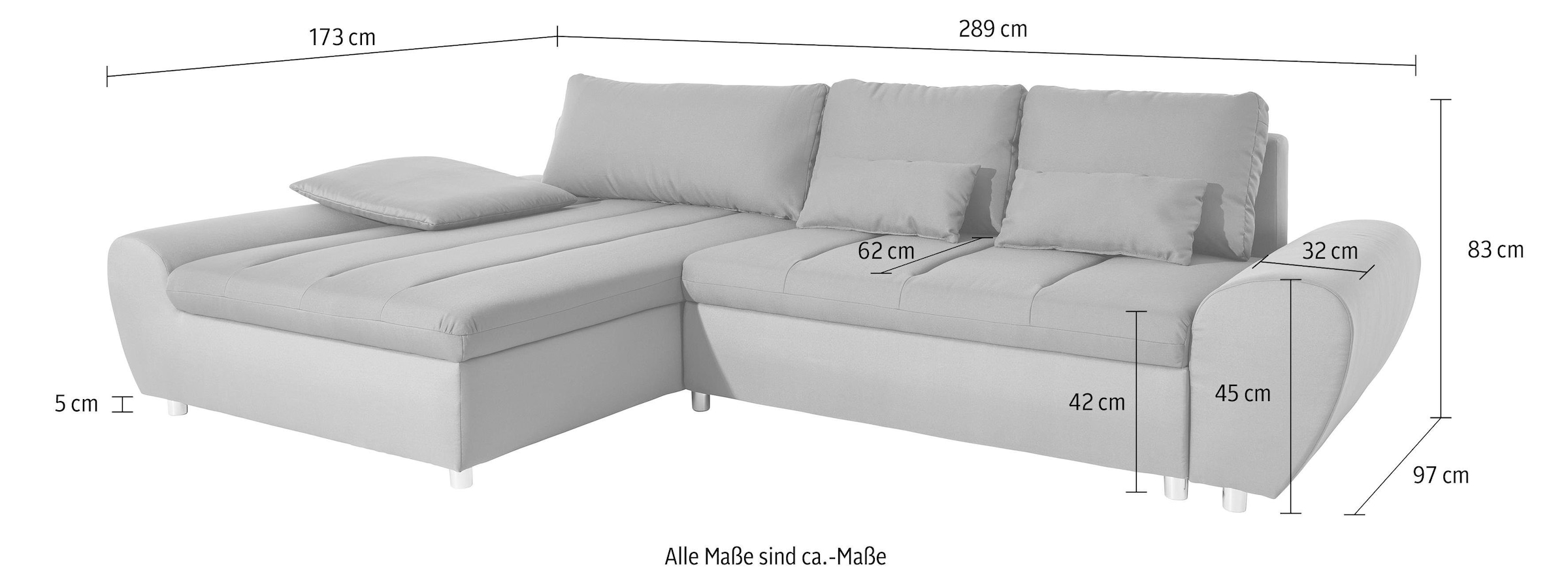 sit&more Ecksofa »Bandos L-Form«, in 2 unterschiedlichen Größen, wahlweise mit Bettfunktion