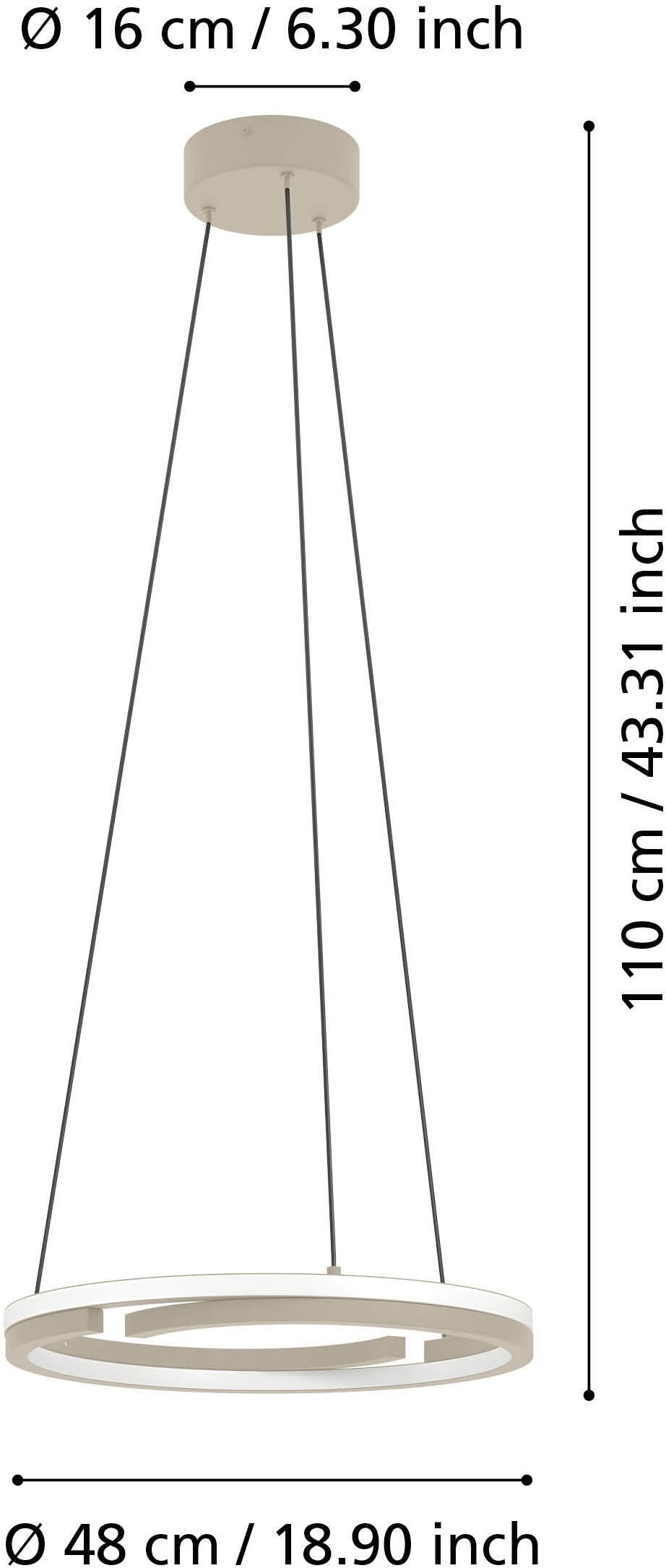 EGLO Hängeleuchte »MEZZOMONTE Pendellampe - Alu, Stahl - LED - 40W - IP20« LED-Modul 1 Stk. Kaltweiß | Neutralweiß | Warmweiß Hängelampe, Deckenlampe, Wohnzimmer, Esszimmer, H110 x Ø48 cm