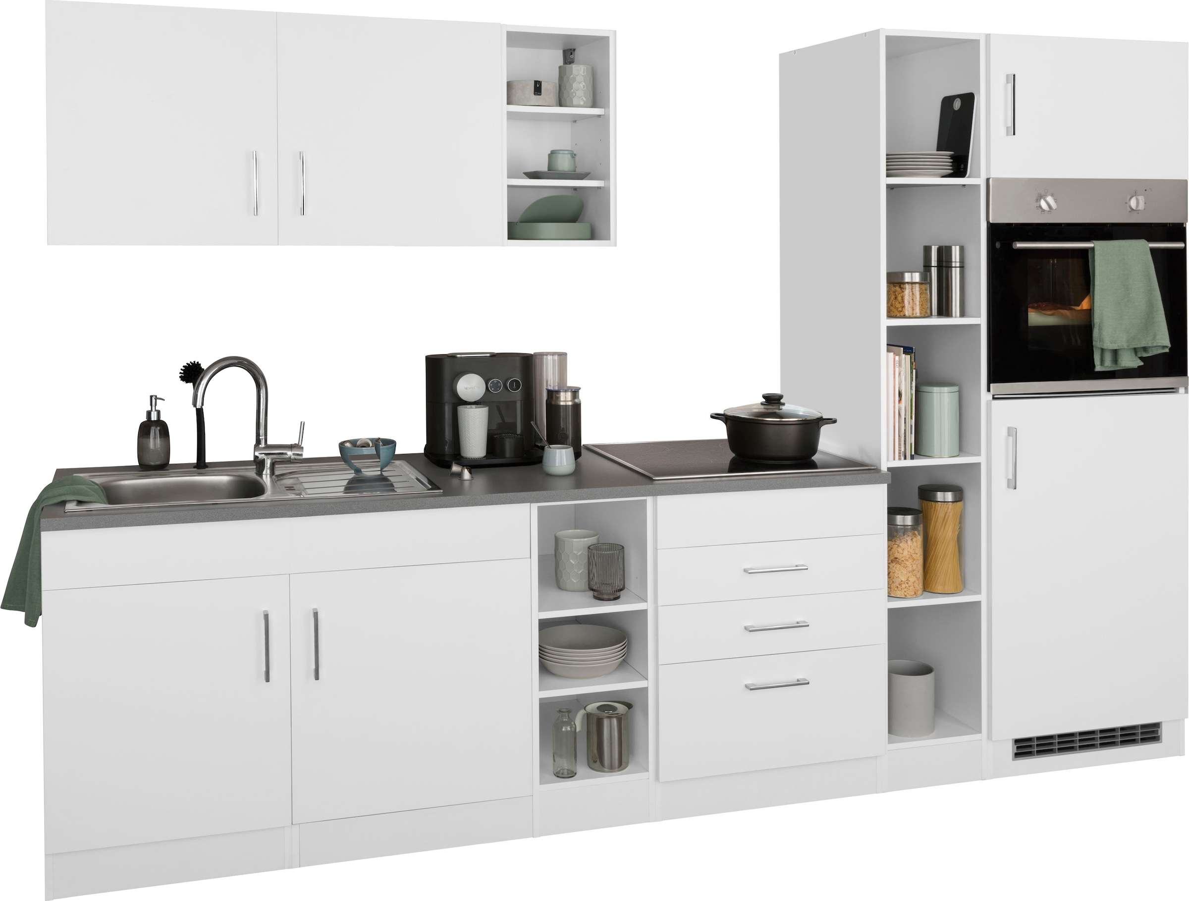 KOCHSTATION Küchenzeile »KS-Paris – Küchen mit einzigartigen Fotomotiven auf den Fronten« ohne E-Geräte, Breite 280 cm