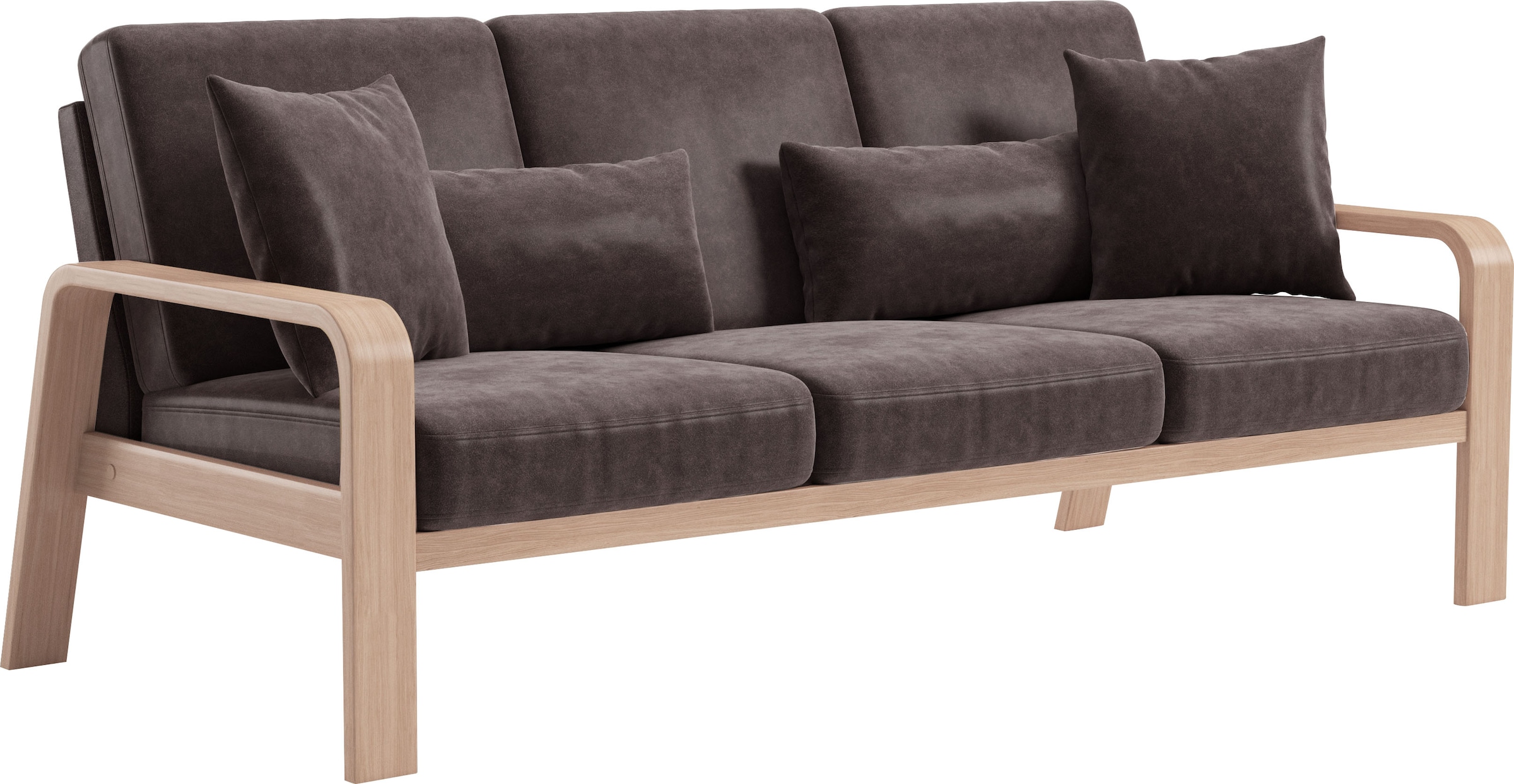 sit&more 3-Sitzer »Kolding«, Armlehnen aus Buchenholz in natur, verschiedene Bezüge und Farben