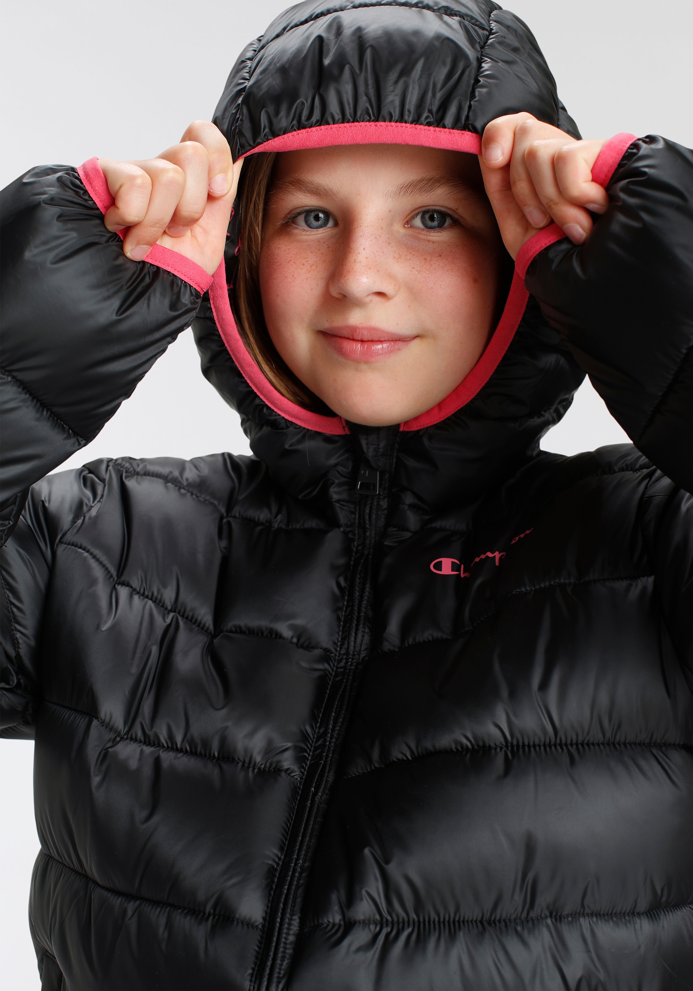 Kinder«, Jacket ♕ »Outdoor Kapuze für - Hooded mit bei Champion Steppjacke
