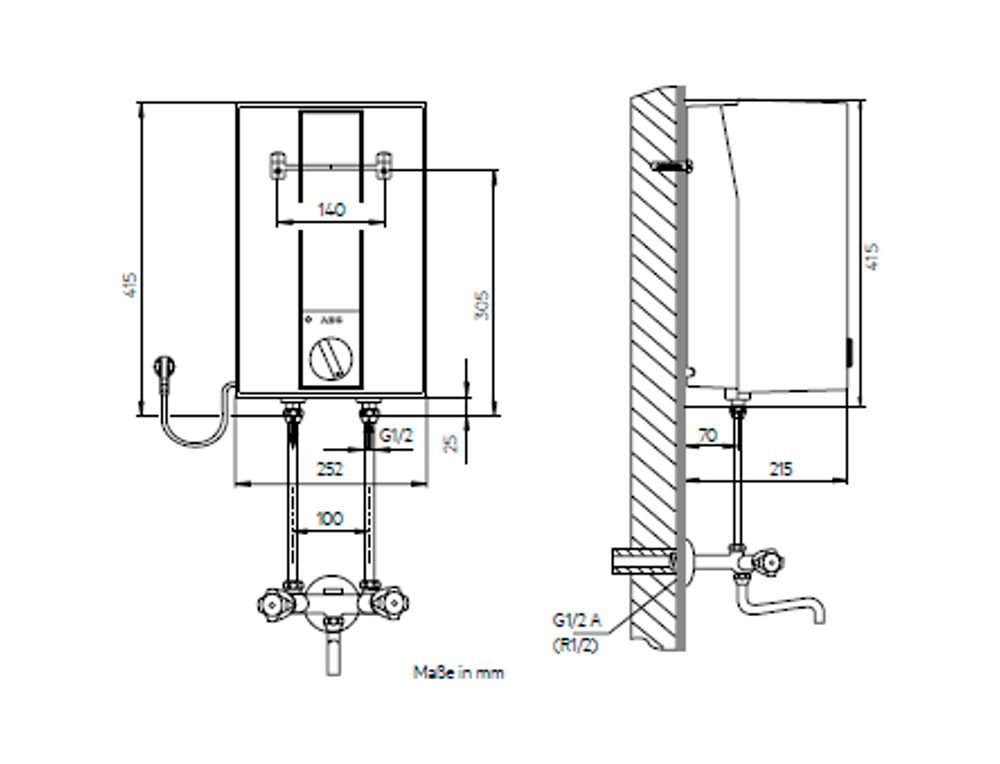 AEG Haustechnik Kleinspeicher »Hoz 5 Basis, Übertischboiler 5 Liter« Niederdruck, mit Stecker, niedriger Standby-Verbrauch