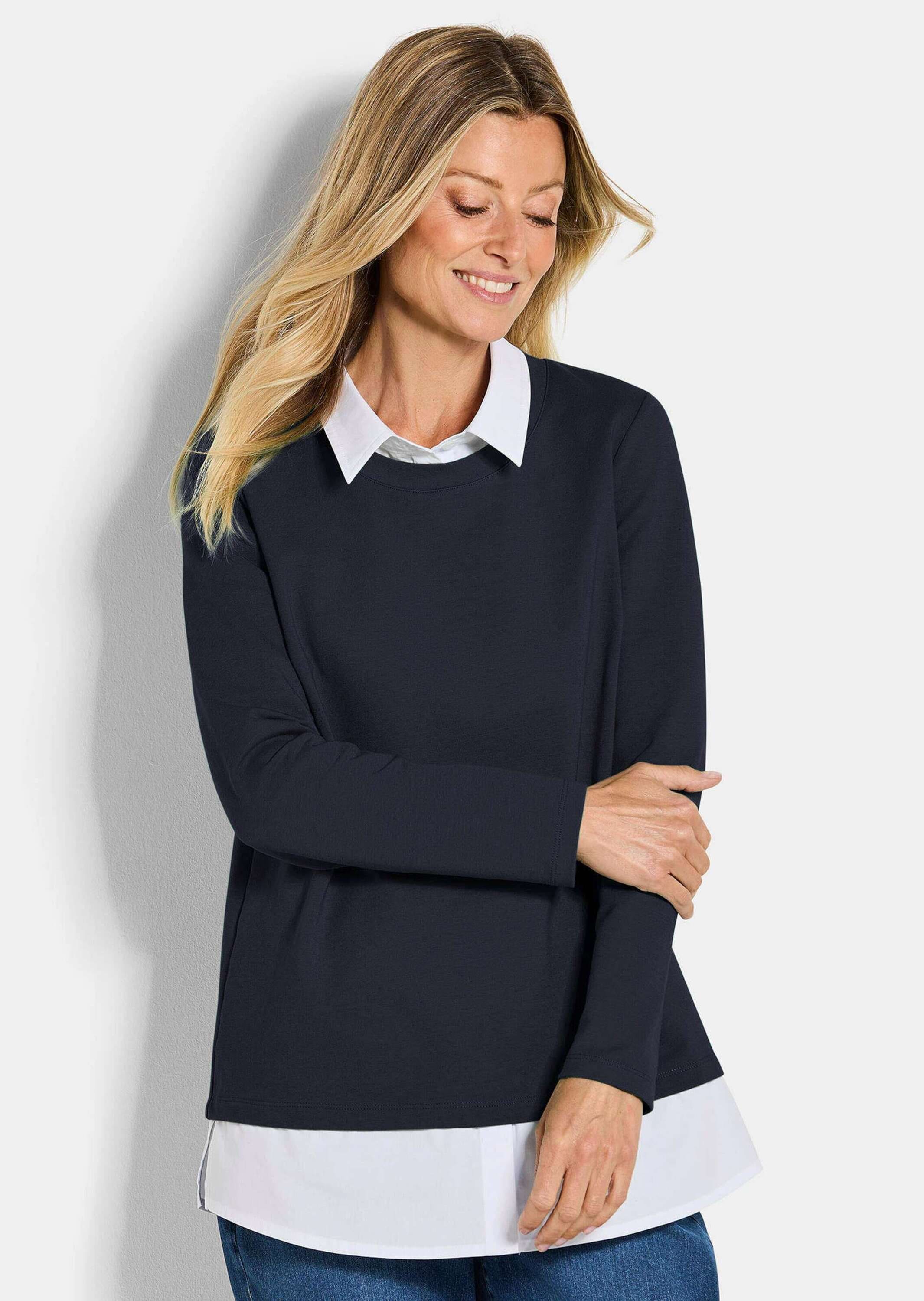 GOLDNER Langarmshirt »Kurzgröße Elegantes 2-in-1 Business-Oberteil«