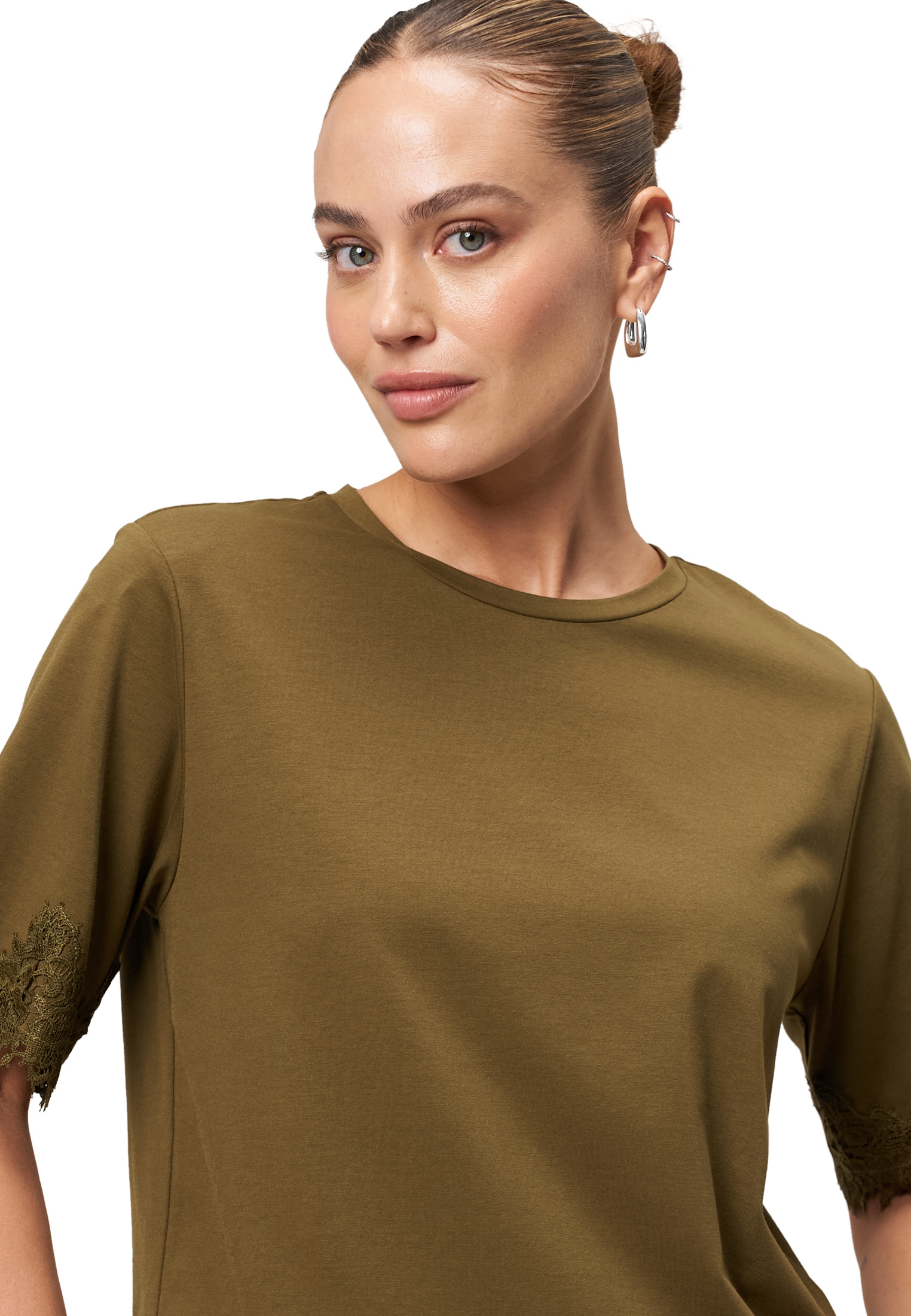 Zero T-Shirt »Shirt mit Spitzenbesatz«
