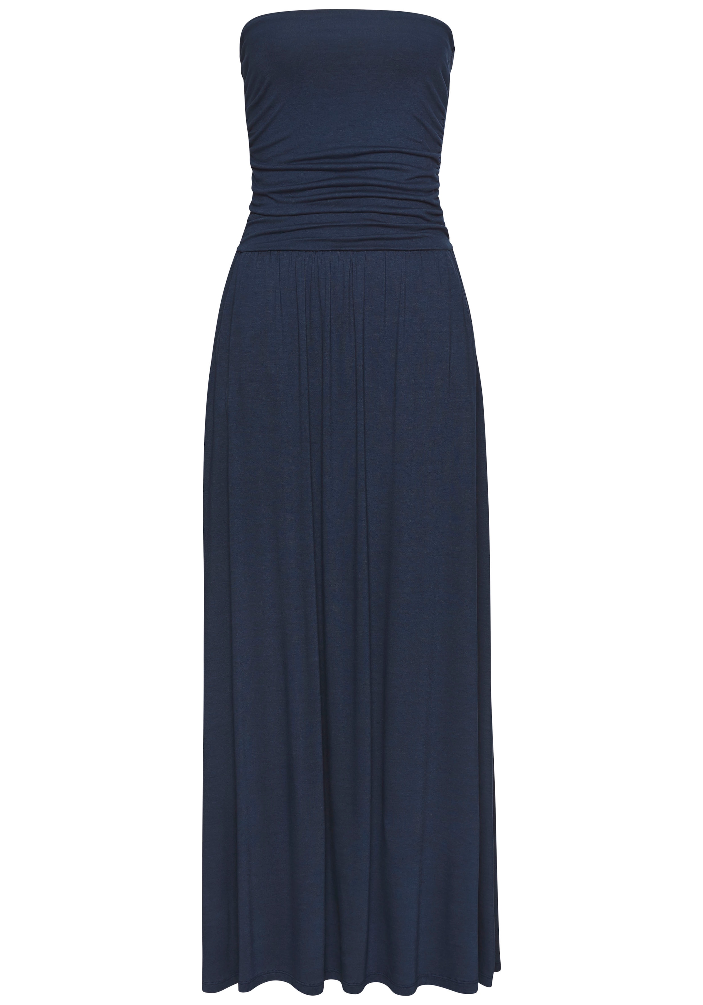 LASCANA Maxikleid, mit schmalem Oberteil und Taschen, schulterfrei, Sommerkleid, Basic