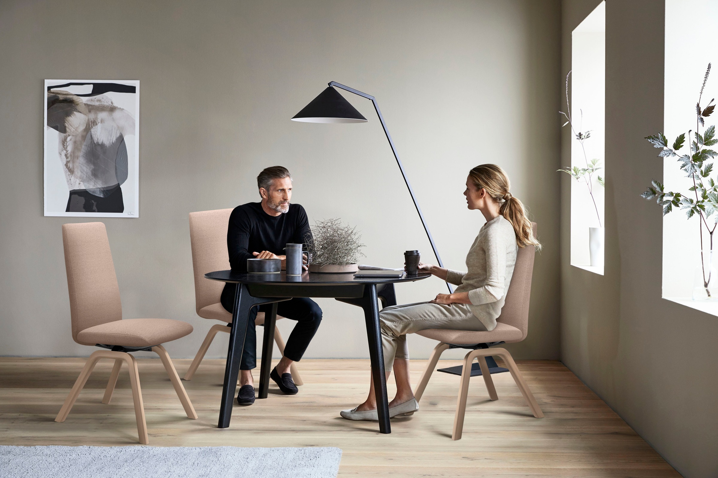 Stressless® Polsterstuhl »Laurel«, ROHLEDER Stoff Q2 FARON, High Back, Größe M, mit schräggestellten Beinen in Eiche natur