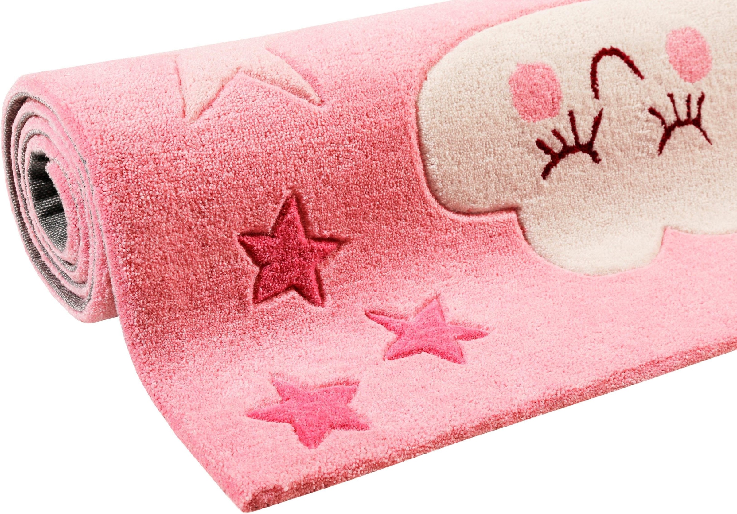 SMART KIDS Kinderteppich »LaLeLu« rechteckig 9 mm Höhe Mond Sterne Wolken, Konturenschnitt