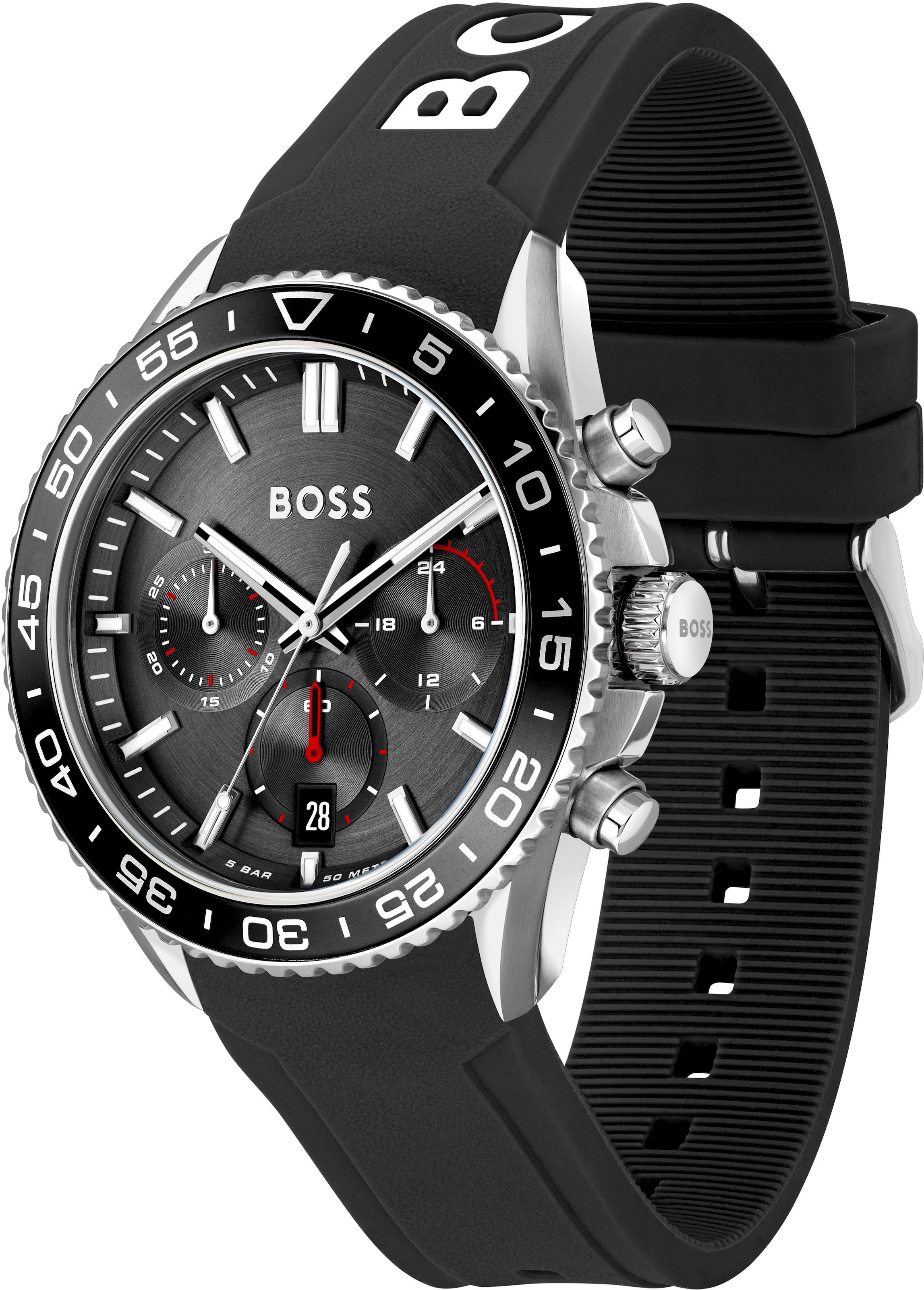 BOSS Chronograph »RUNNER« Quarzuhr, Herrenuhr, Armbanduhr, Stoppfunktion,  Silikonarmband