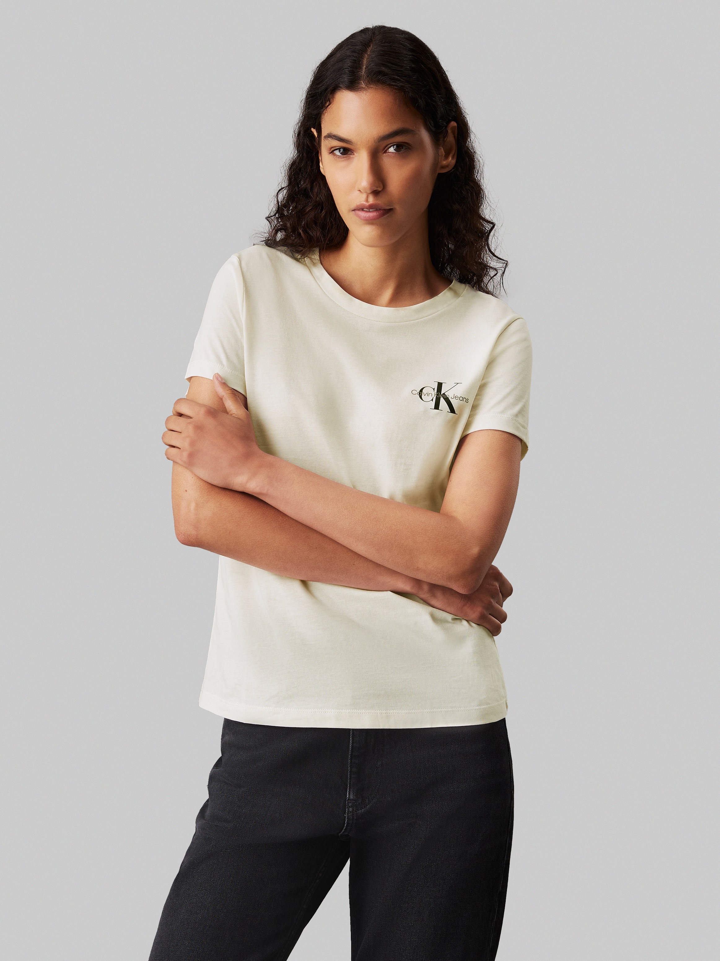 Calvin Klein Jeans Rundhalsshirt »2-PACK MONOLOGO SLIM TEE«, (Packung, 2 tlg., 2er-Pack), mit Calvin Klein Jeans Logoprint auf der Brust