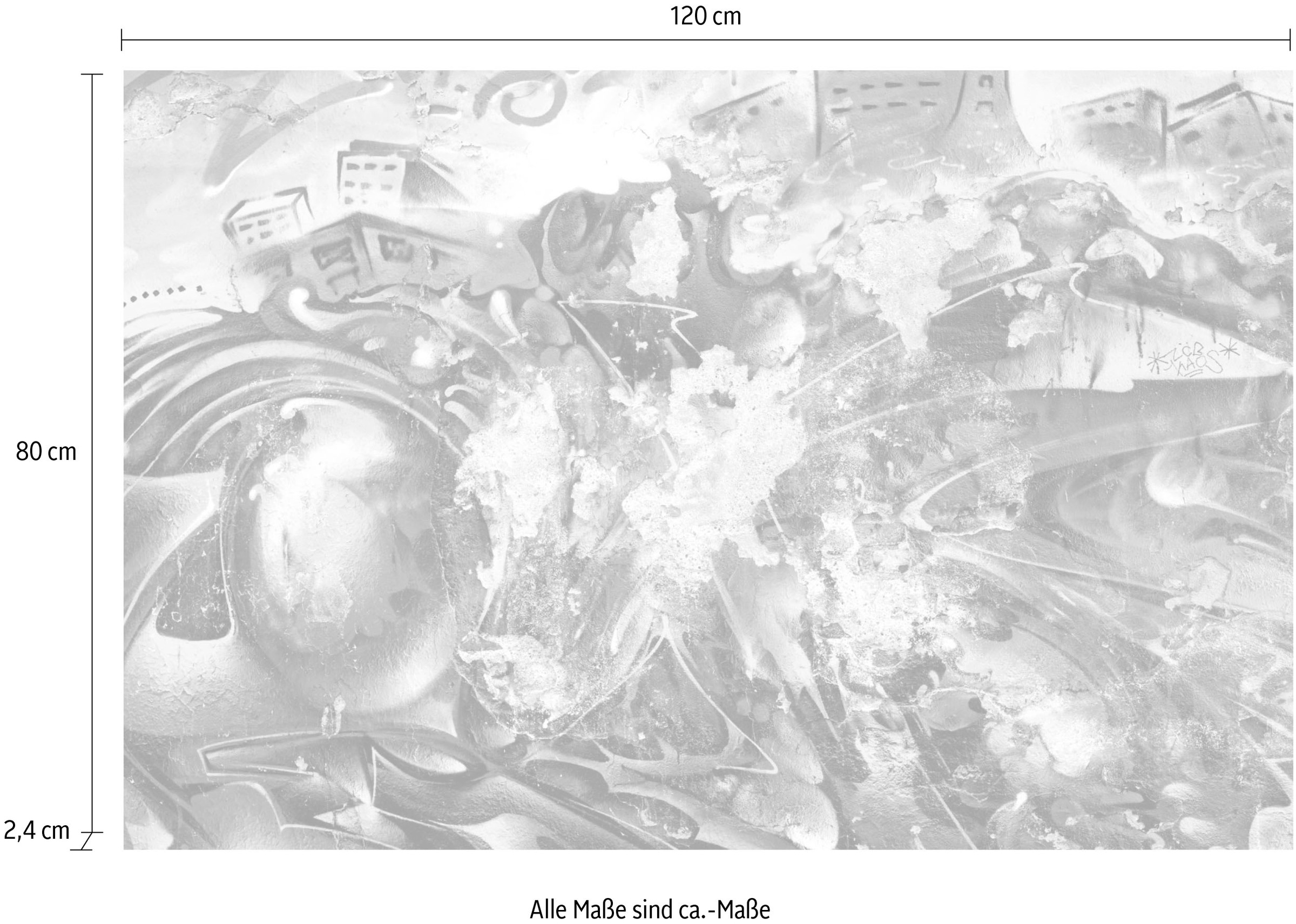 queence Acrylglasbild »Kunstwerk«, Abstrakt-Kunst-Gebäude-Graffiti, Fine Art-Print in Galeriequalität