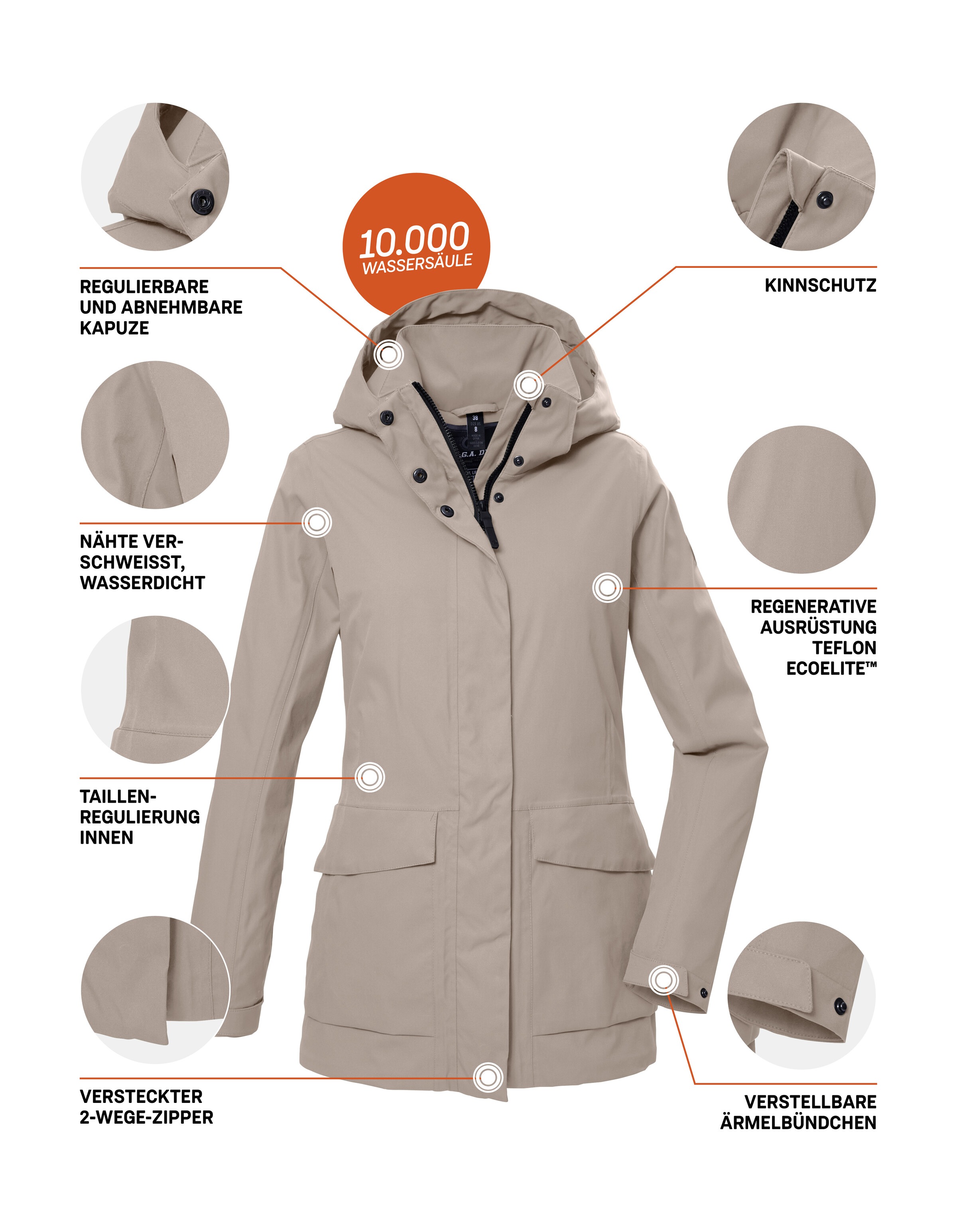 G.I.G.A. DX by killtec Funktionsjacke »GS 54 WMN JCKT« Wasserdicht, atmungsaktiv, recycelte Materialien, abnehmbare Kapuze