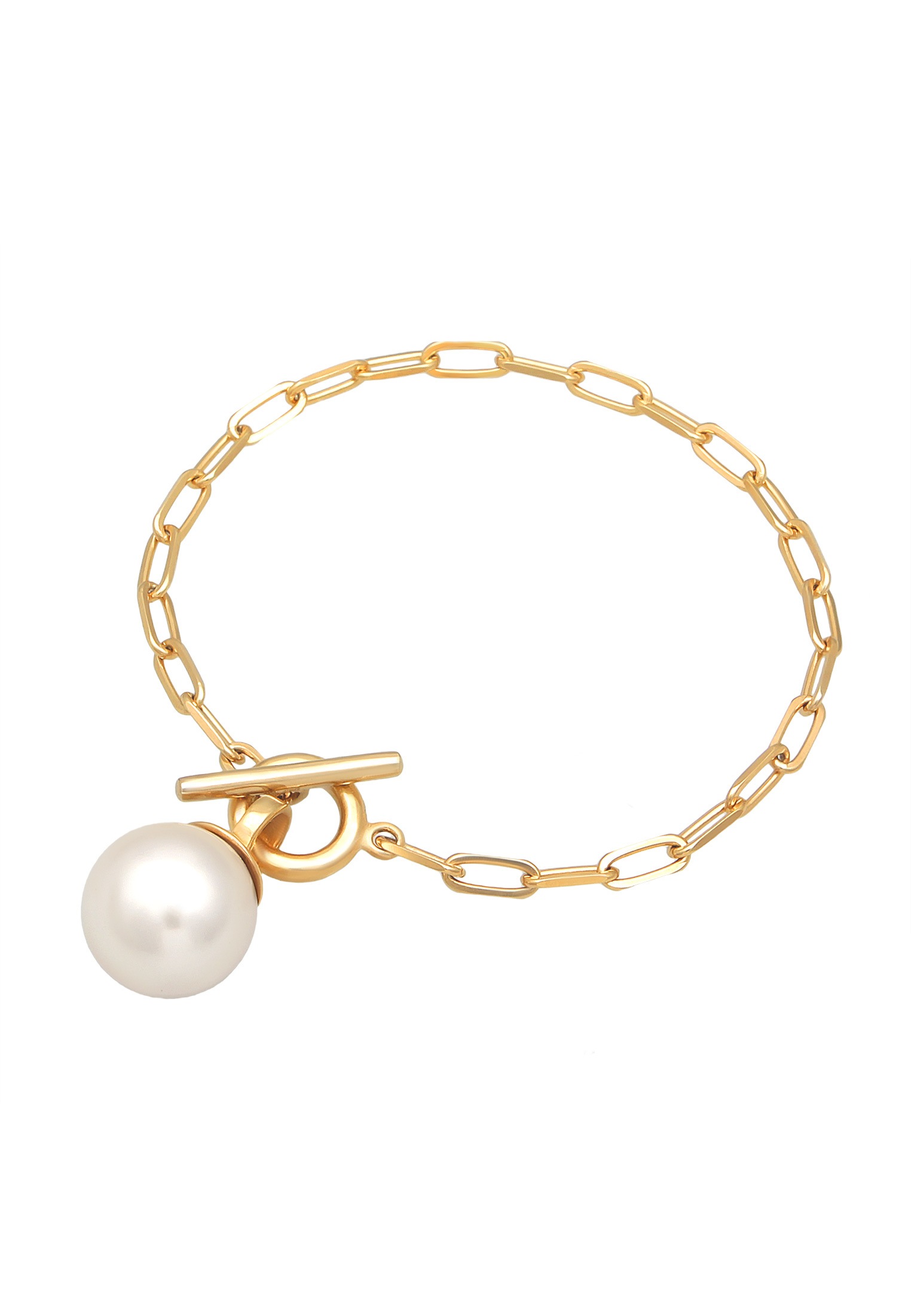 Elli Armkette »Armband Gliederarmband Knebelverschluss Perle 925 Silber«