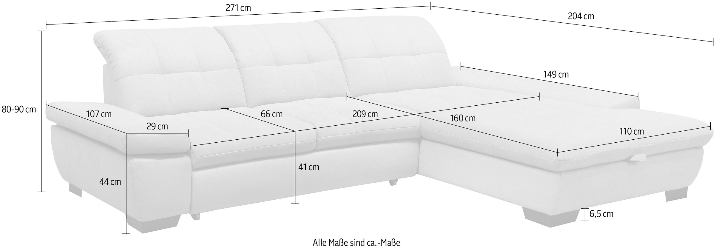 alina Ecksofa »Salima« Inklusive Rückenlehnenverstellung