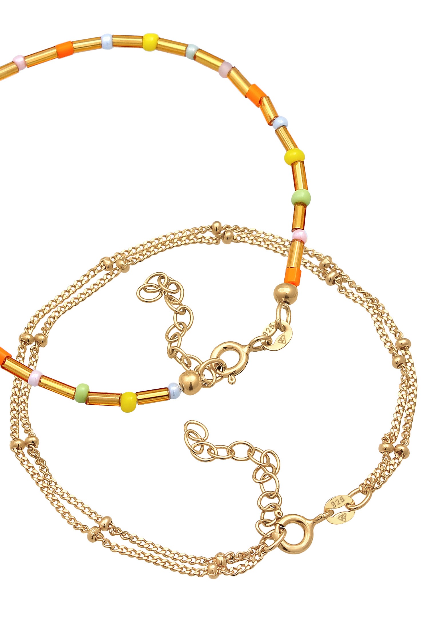 Elli Armkette »Armband Layer Kugel Glas Beads Bunt 2er Set 925er Silber«