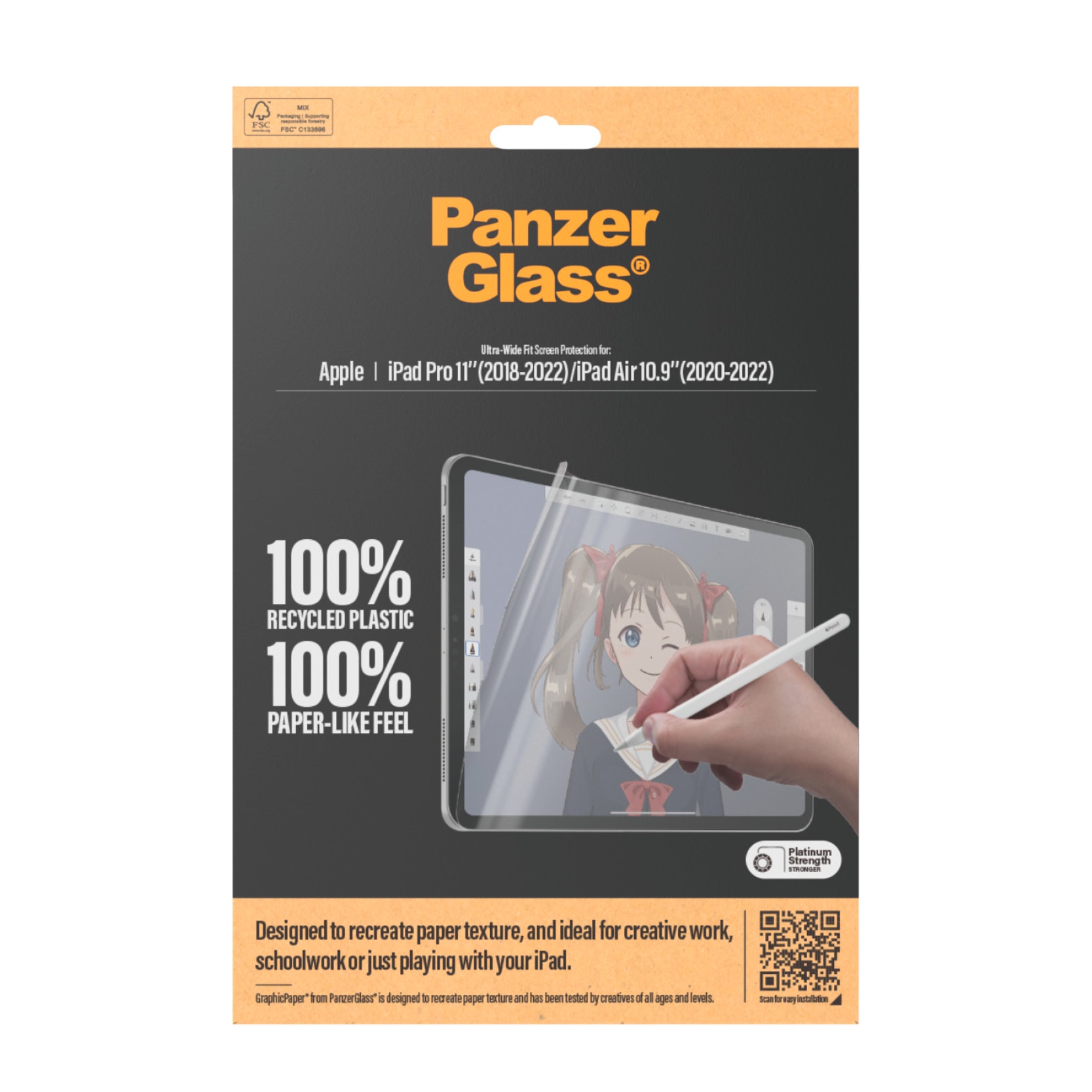 CARE by PanzerGlass Displayschutzfolie »Ultra-Wide Fit Screen Protection« für Apple iPad Pro 11 18-22;Apple Air 10.9 20-22 Graphic Paper, Schutzfolie, Bildschirmschutz, kratz- & stoßfest