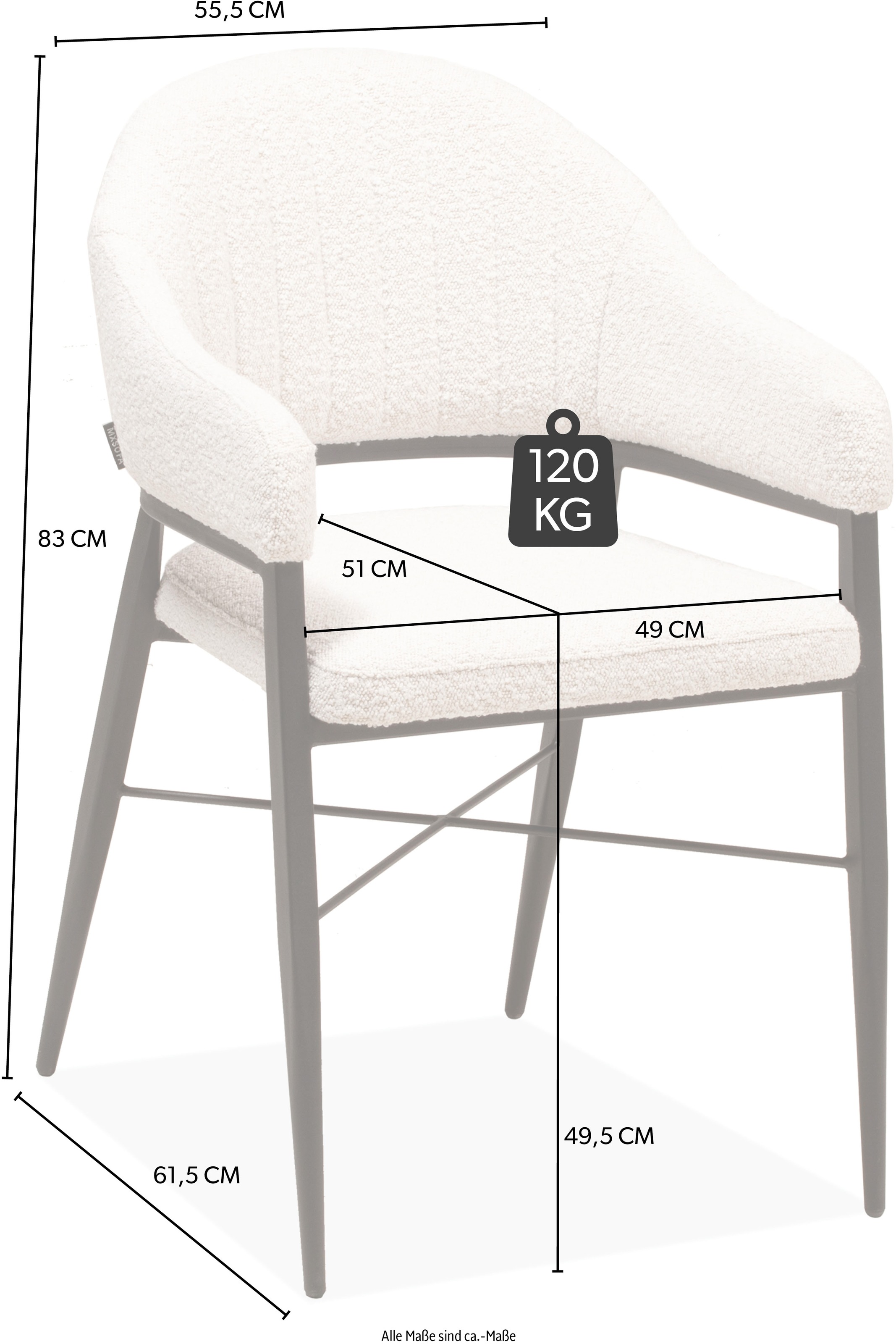 OMG Design Armlehnstuhl »Roma«, (Set), 2 St., Stoff, bequemer Esszimmerstuhl, Polsterstuhl mit Bouclé Bezug