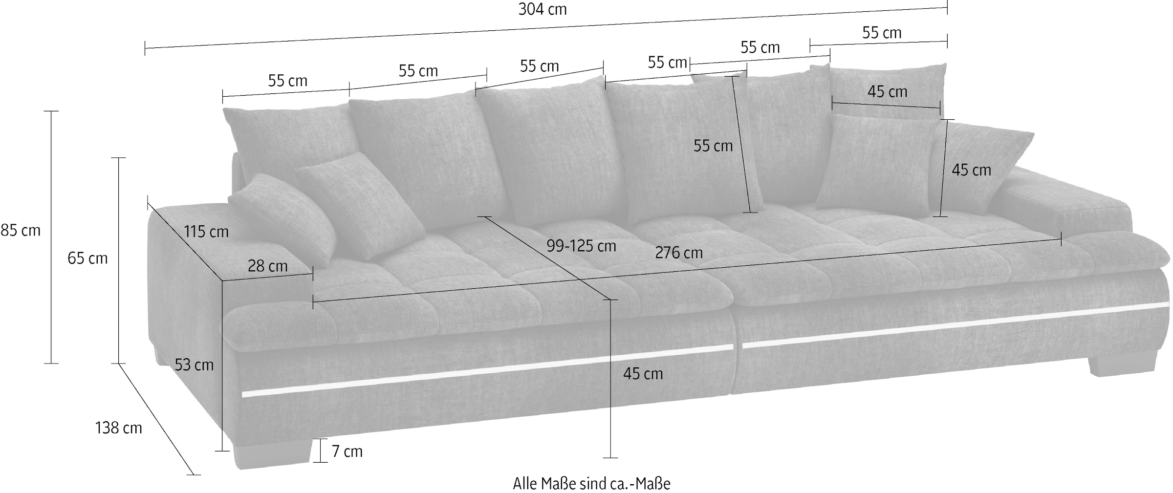 Mr. Couch Big-Sofa »Haiti II RGB-LED«, RGB-LED Beleuchtung, mit Handwerklich gearbeiteter Komfort-Steppung