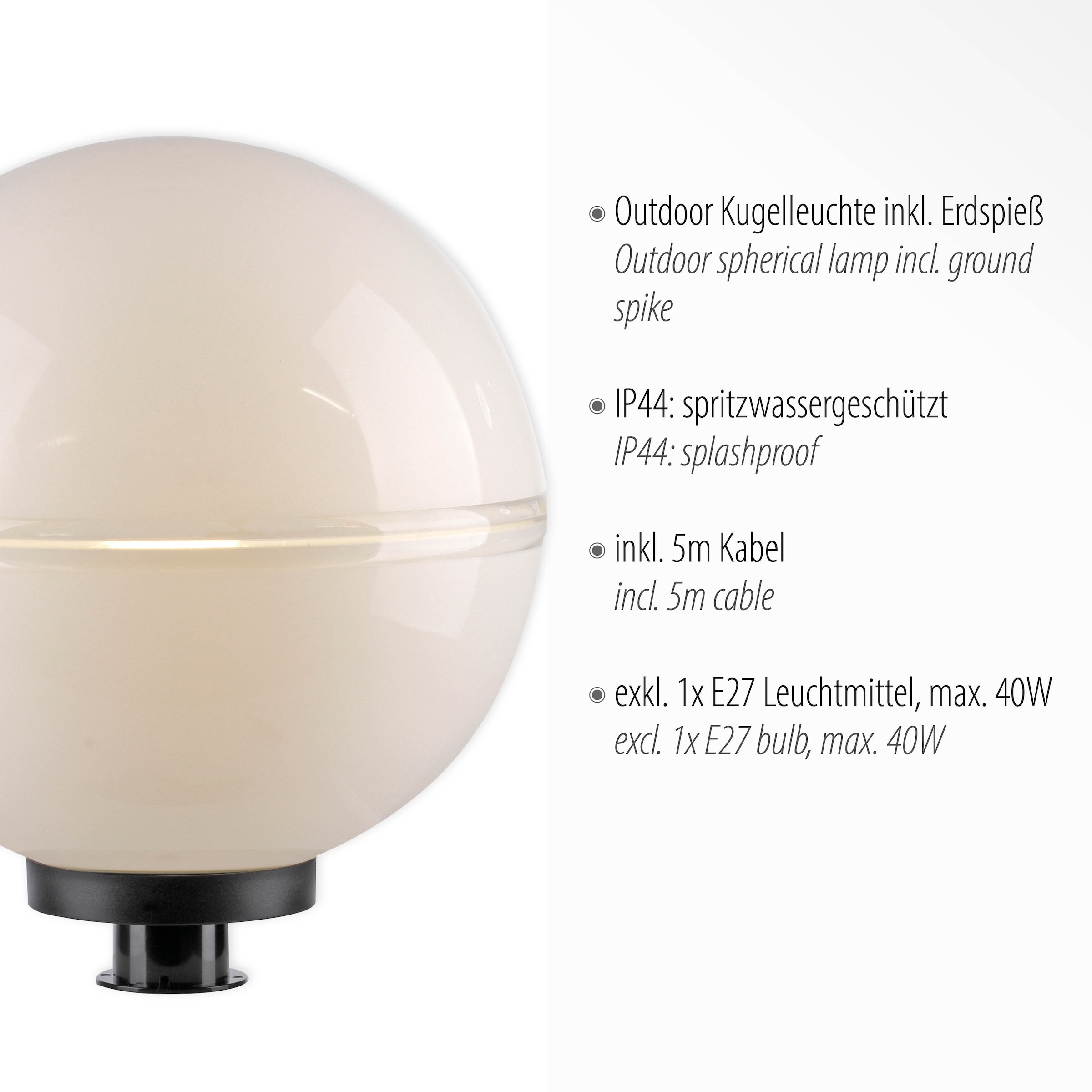 JUST LIGHT Kugelleuchte »HEMIS« E27 1 Stk. ExklusiveE27, IP44