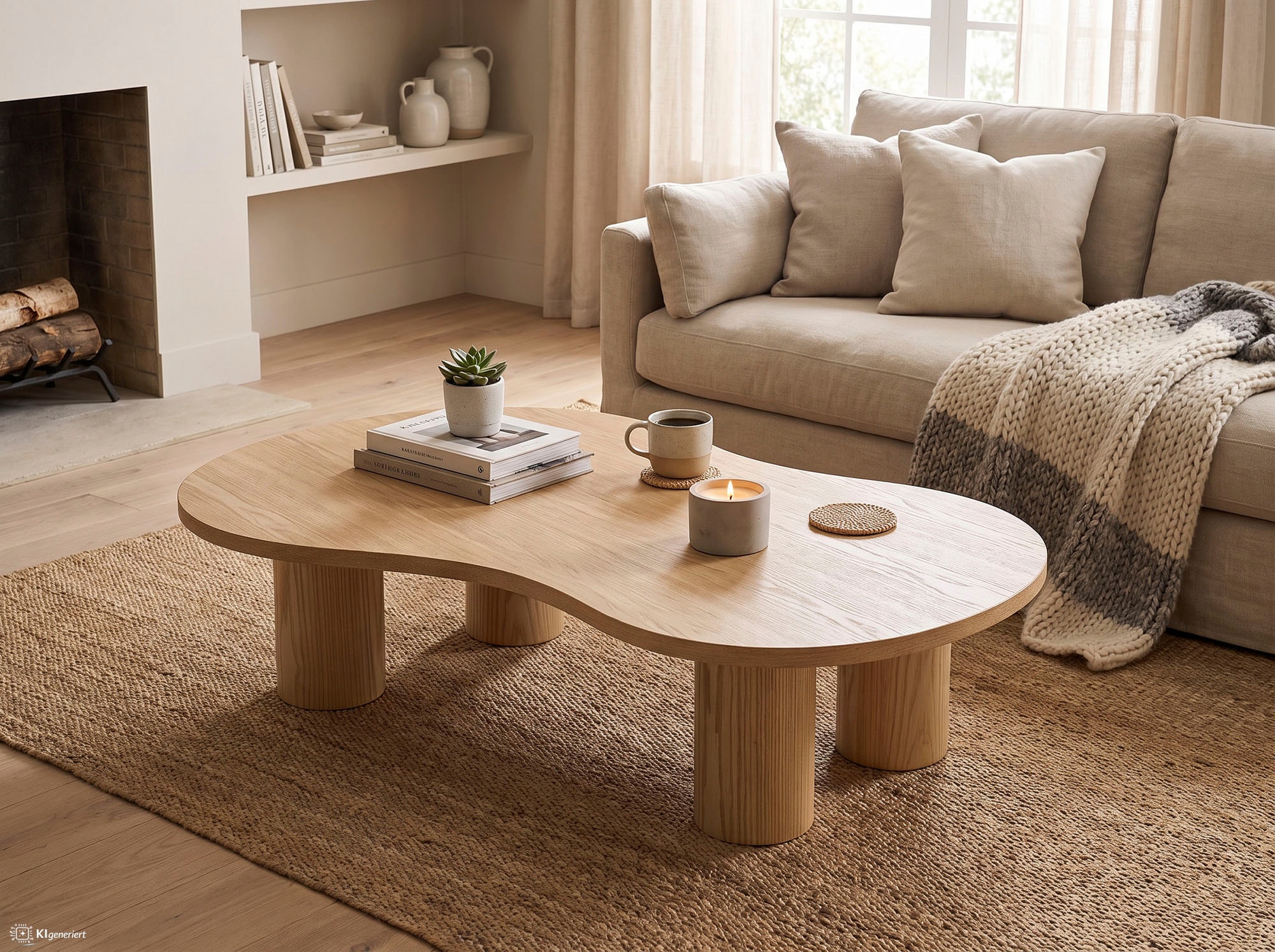 SalesFever Couchtisch »Aven 160x85 cm zeitloses Design mit Echtholzfurnier« Markante organische Form mit skulpturalem Charakter