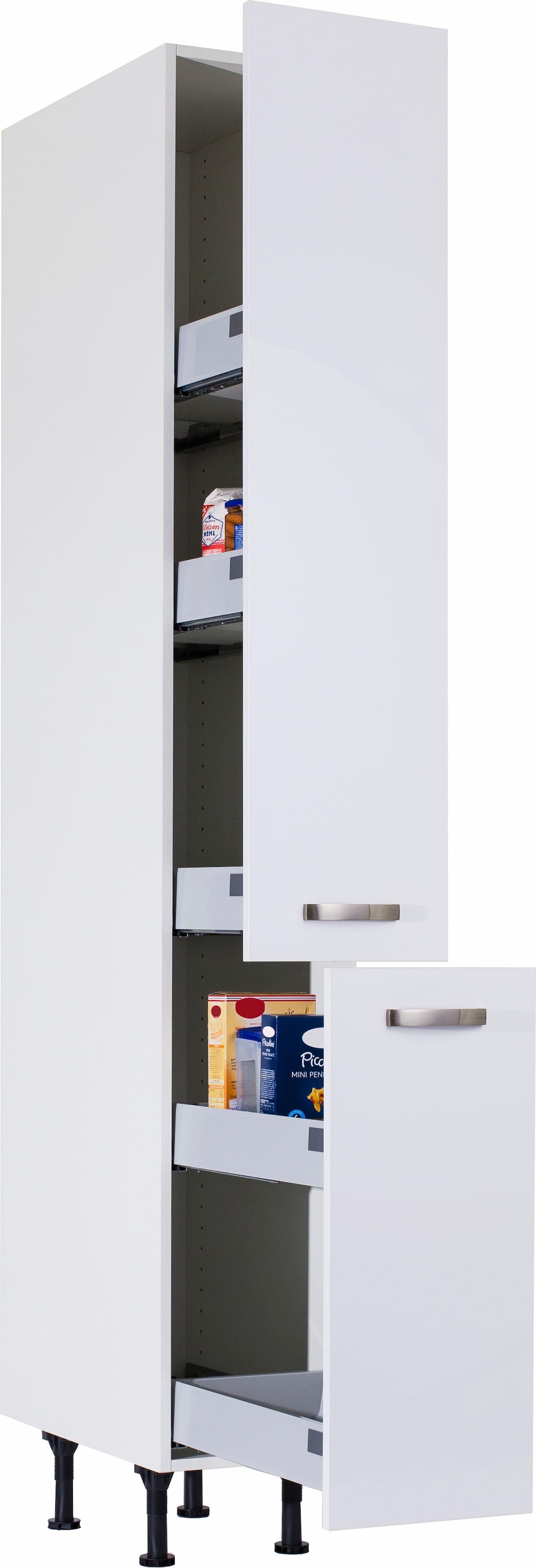 KOCHSTATION Apothekerschrank »KS-Cara« mit 2 Vollauszügen und 5 Ablagen, höhenverstellbare Füße, Breite 30 cm