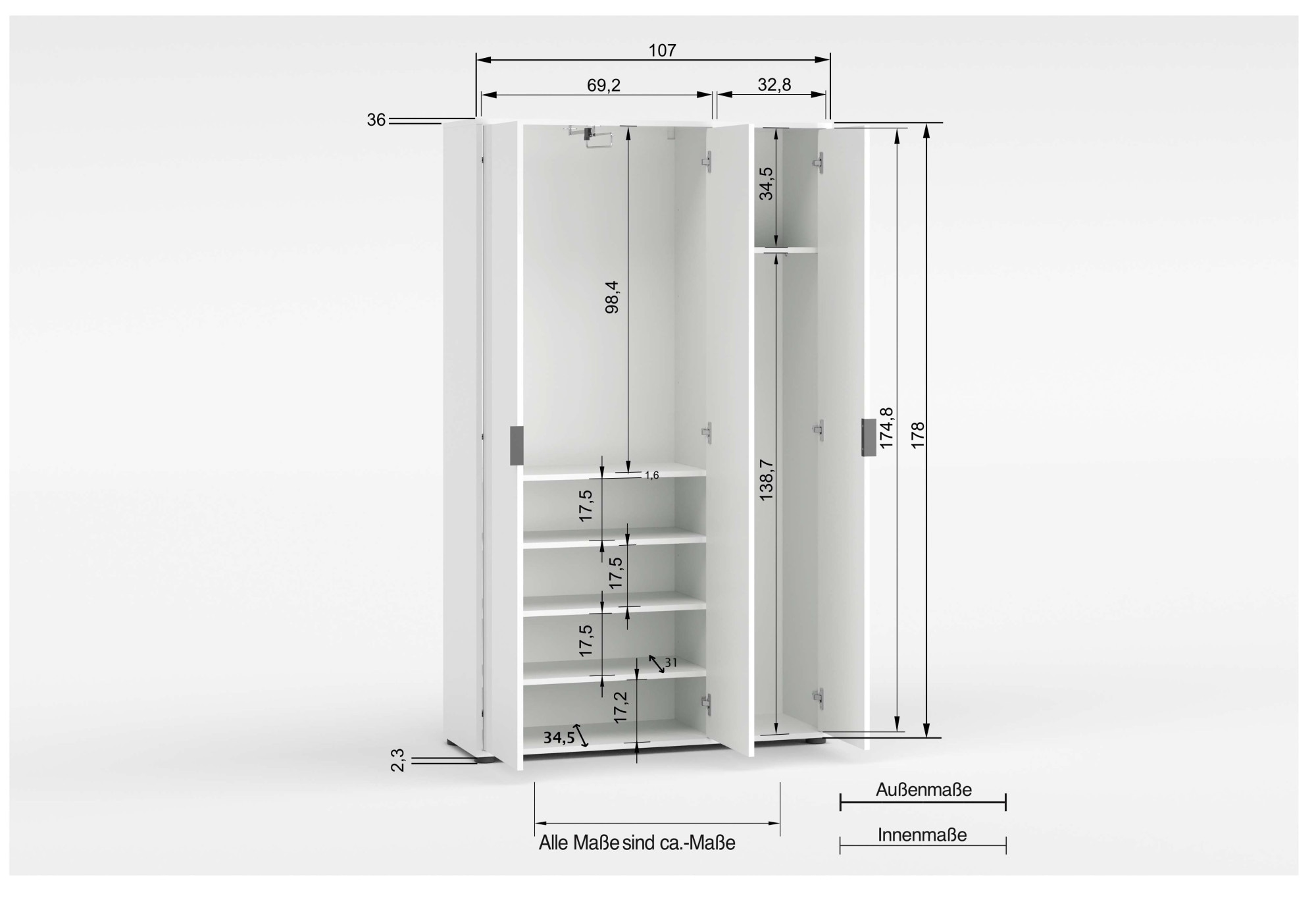 INOSIGN Mehrzweckschrank »Stauraumschrank , Breite 107 cm , Höhe 178 cm« 1 Stk. tlg.